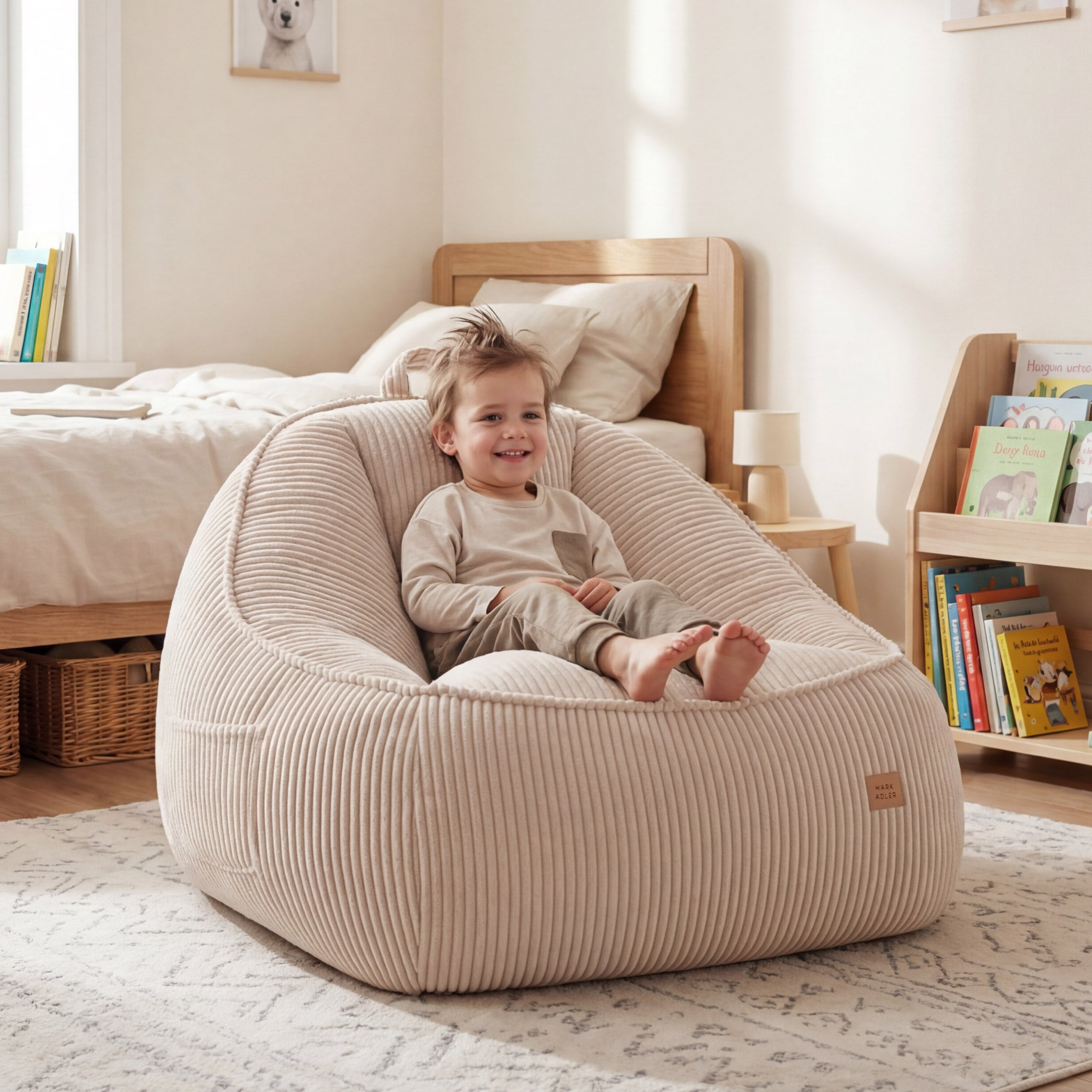 Fotoliu puf cu spătar din raiat Mark Adler Comfy 4.0 Beige