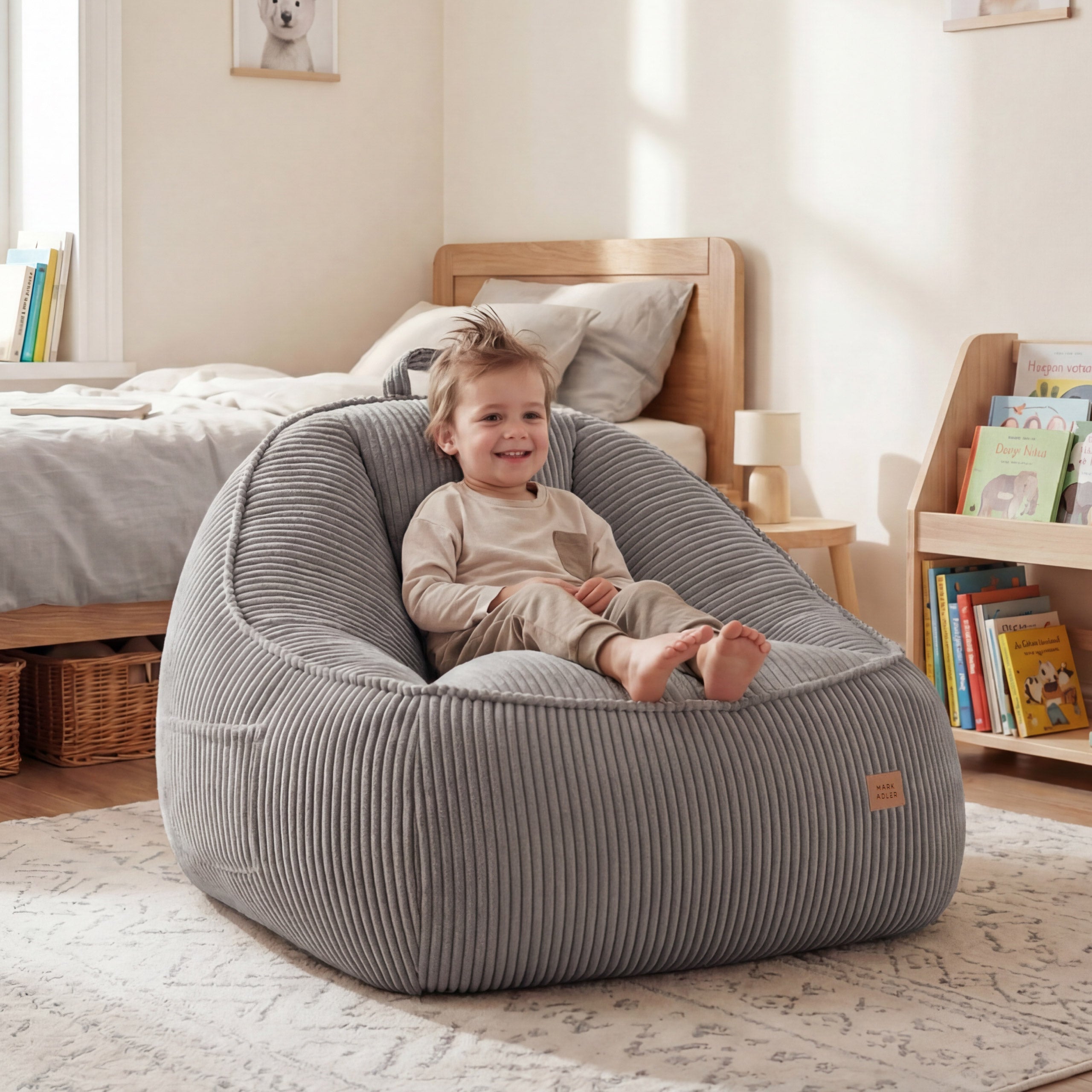 Fotoliu puf cu spătar din raiat Mark Adler Comfy 4.0 Grey