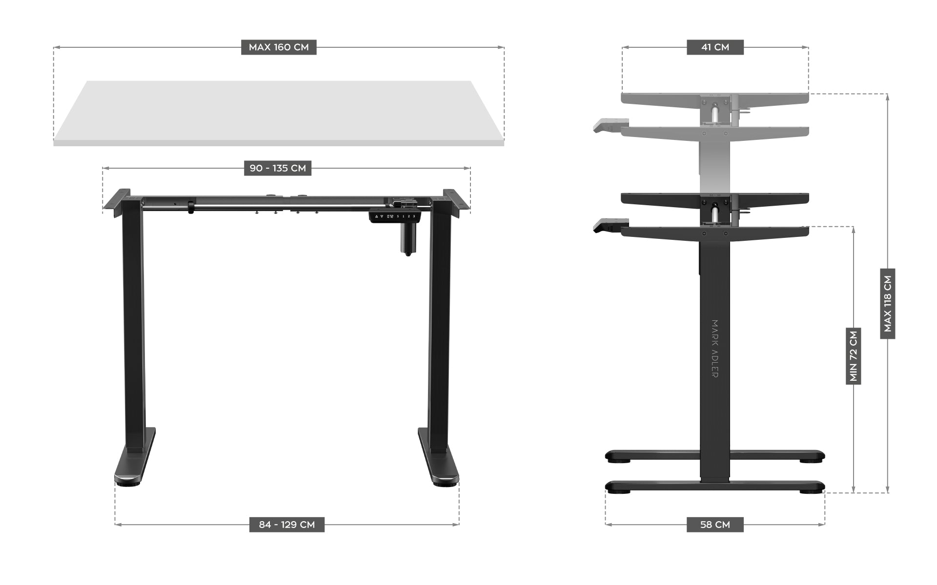 Suport electric de birou MARK ADLER Xeno 4.1 Negru
