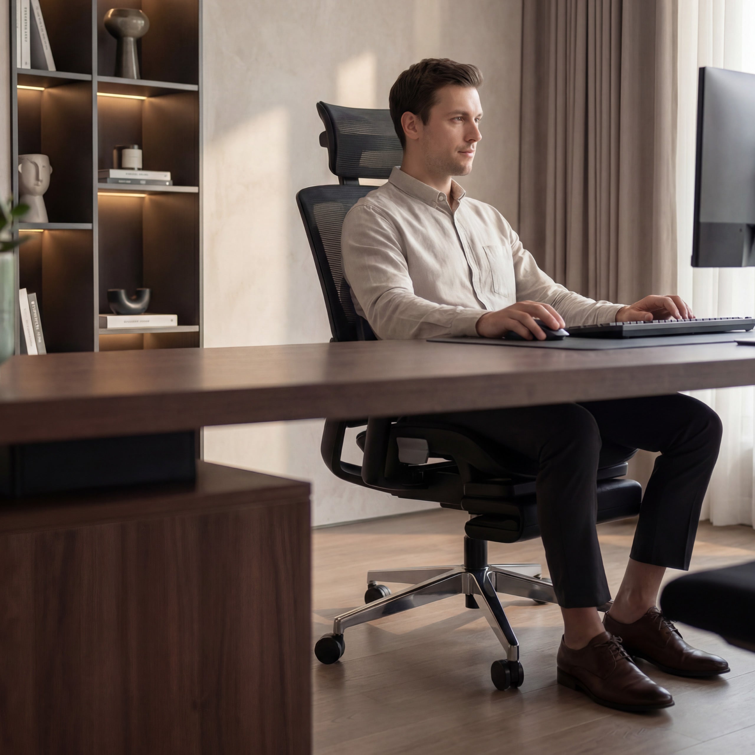 Scaun Ergonomic cu Suport pentru Picioare Mark Adler Expert 9.3 Black