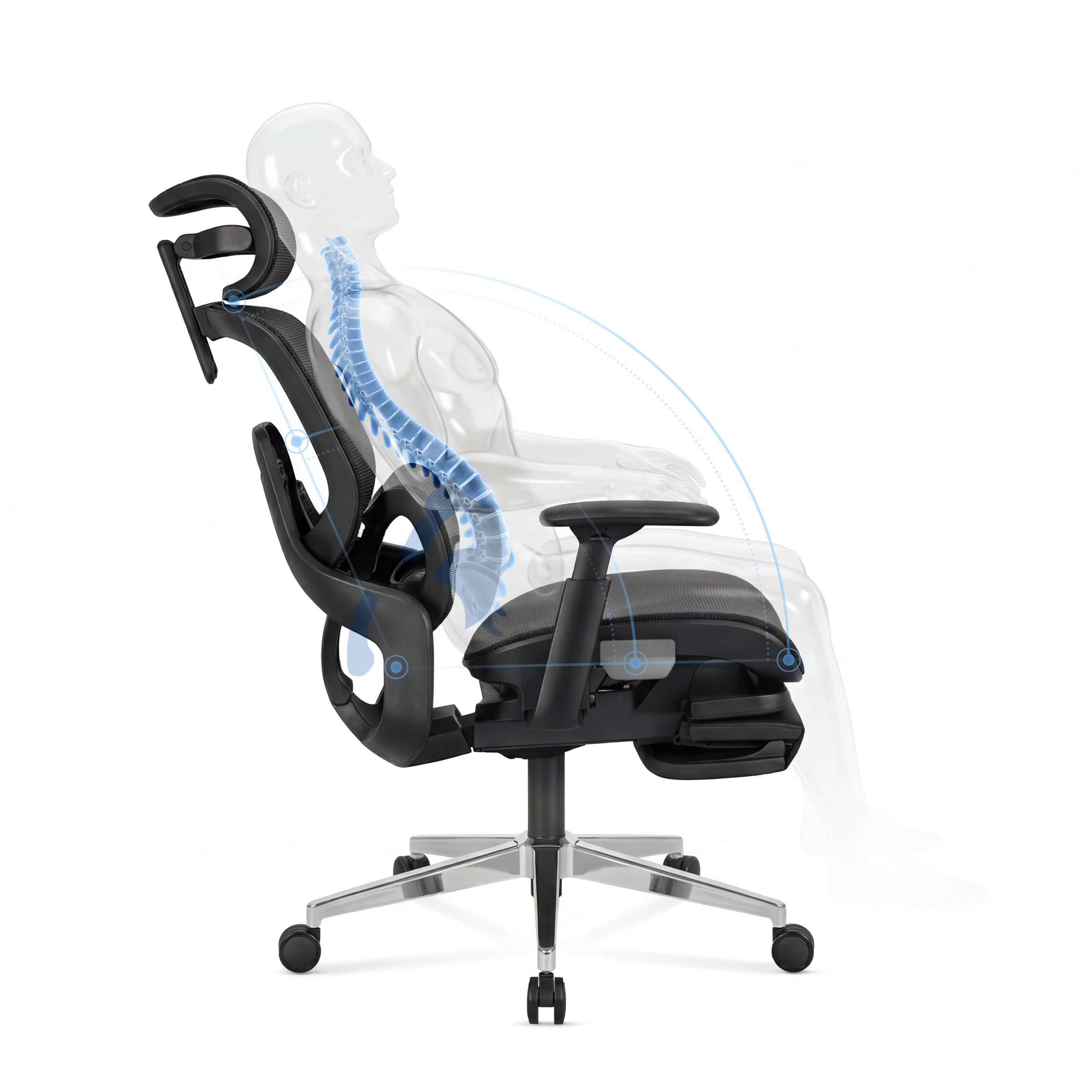 Scaun Ergonomic cu Suport pentru Picioare Mark Adler Expert 9.3 Black