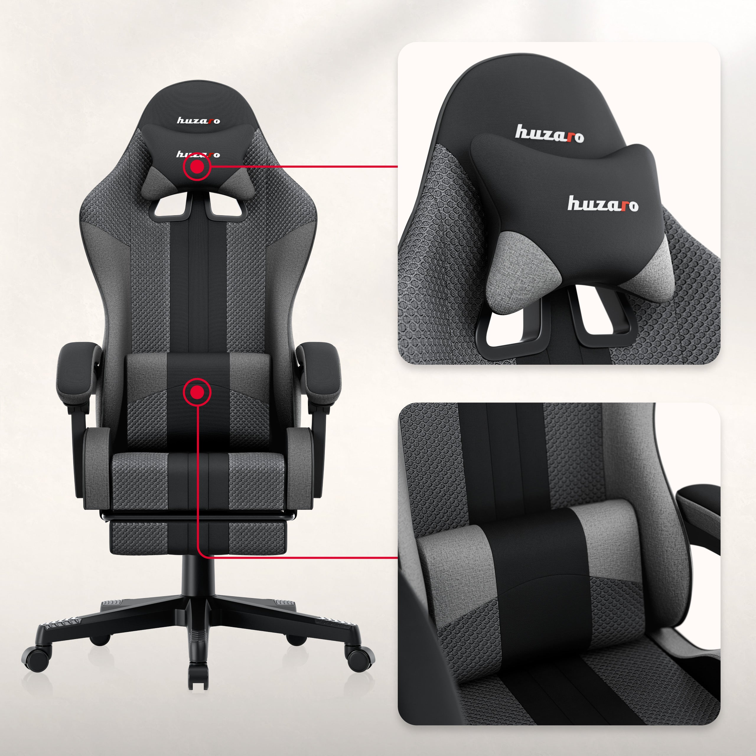 Scaun de gaming Huzaro Force 4.7 Grey Mesh