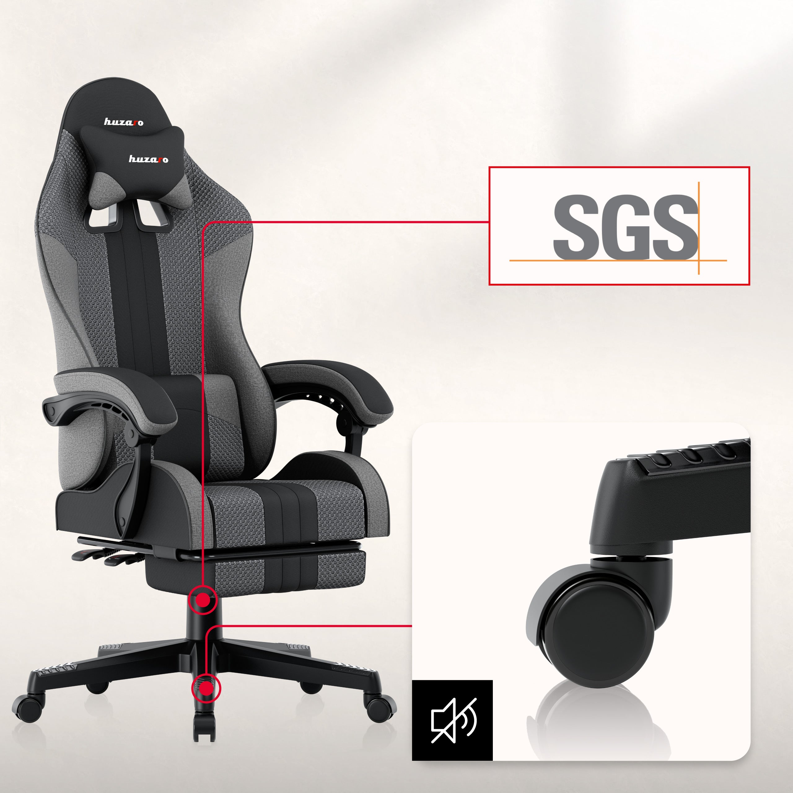 Scaun de gaming Huzaro Force 4.7 Grey Mesh