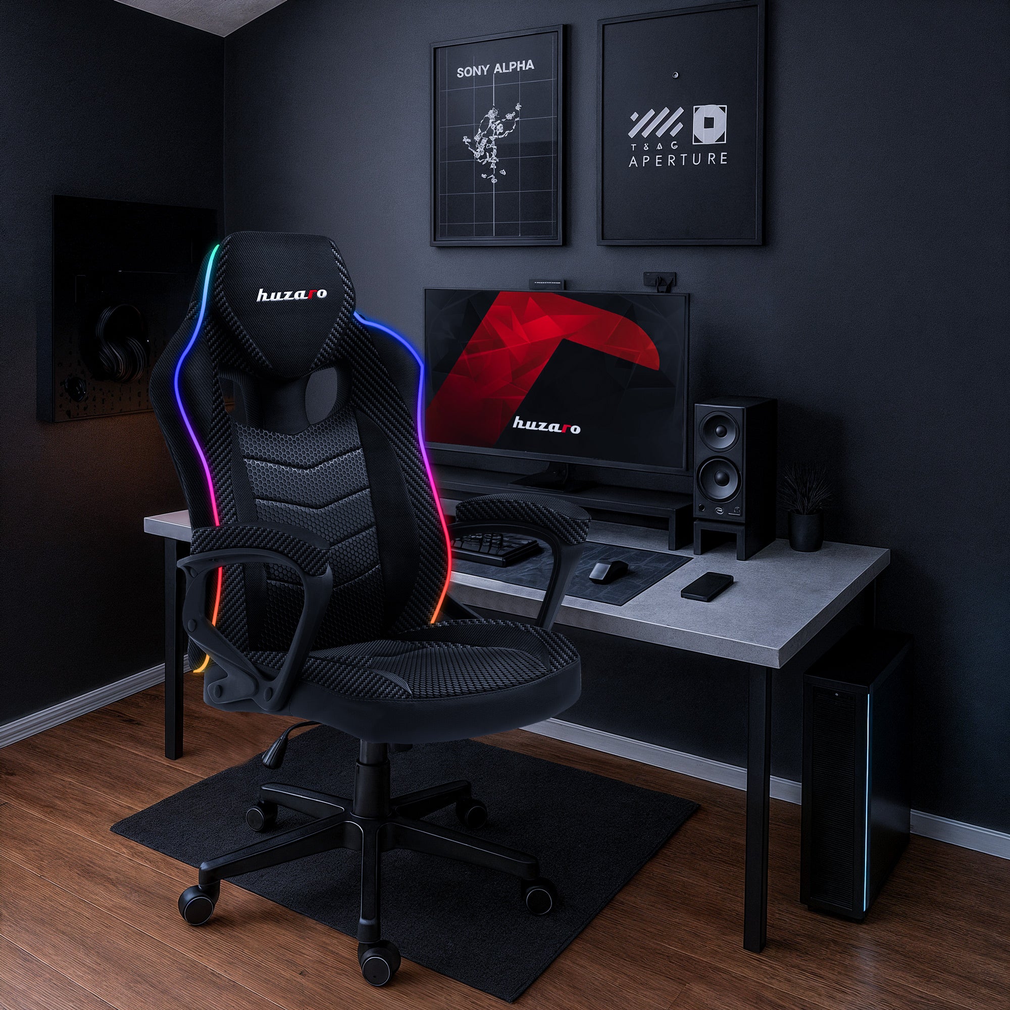 Scaun de gaming Huzaro Force 2.5 RGB Carbon Mesh
