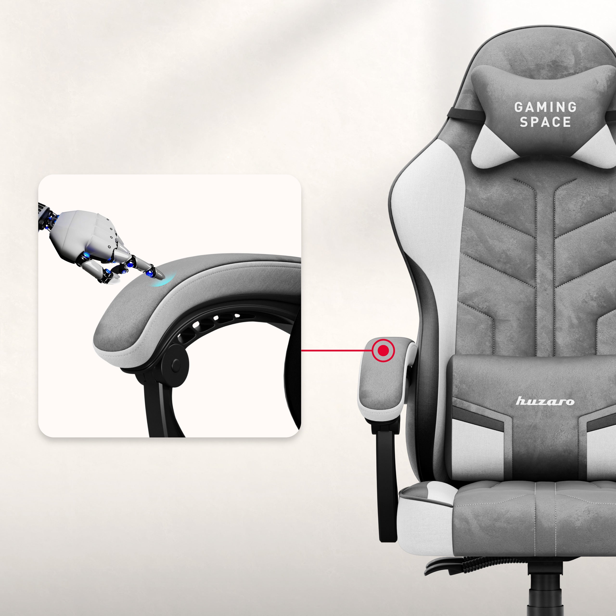 Scaun gaming din catifea Huzaro Force 2.7 Gri