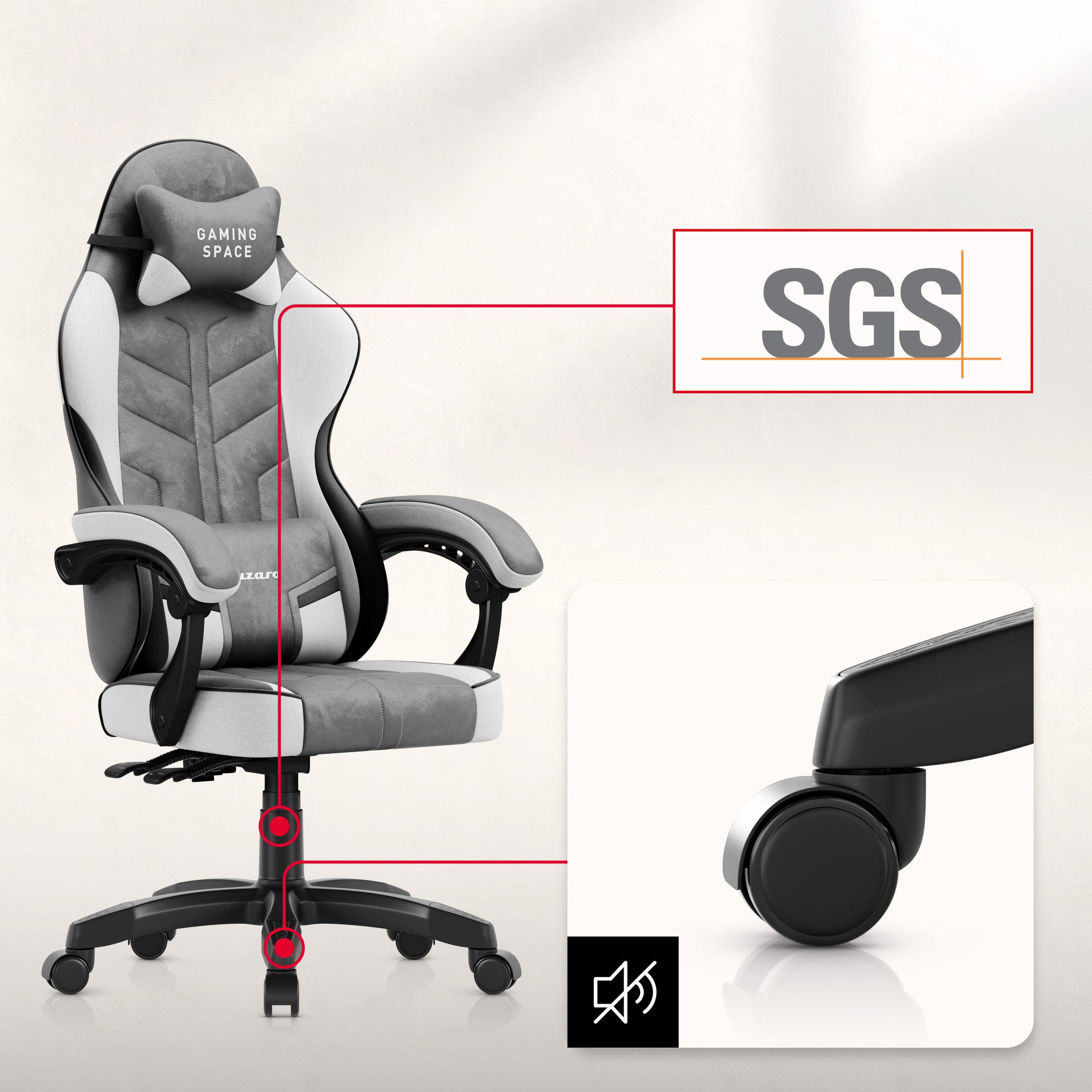 Scaun gaming din catifea Huzaro Force 2.7 Gri