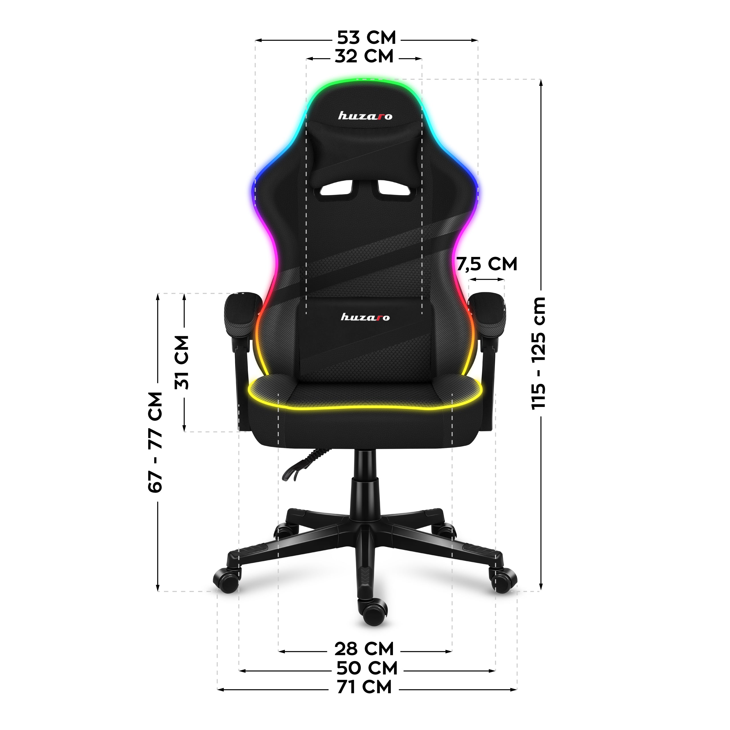 Huzaro FORCE 4.4 RGB Black Mesh Gaming Chair