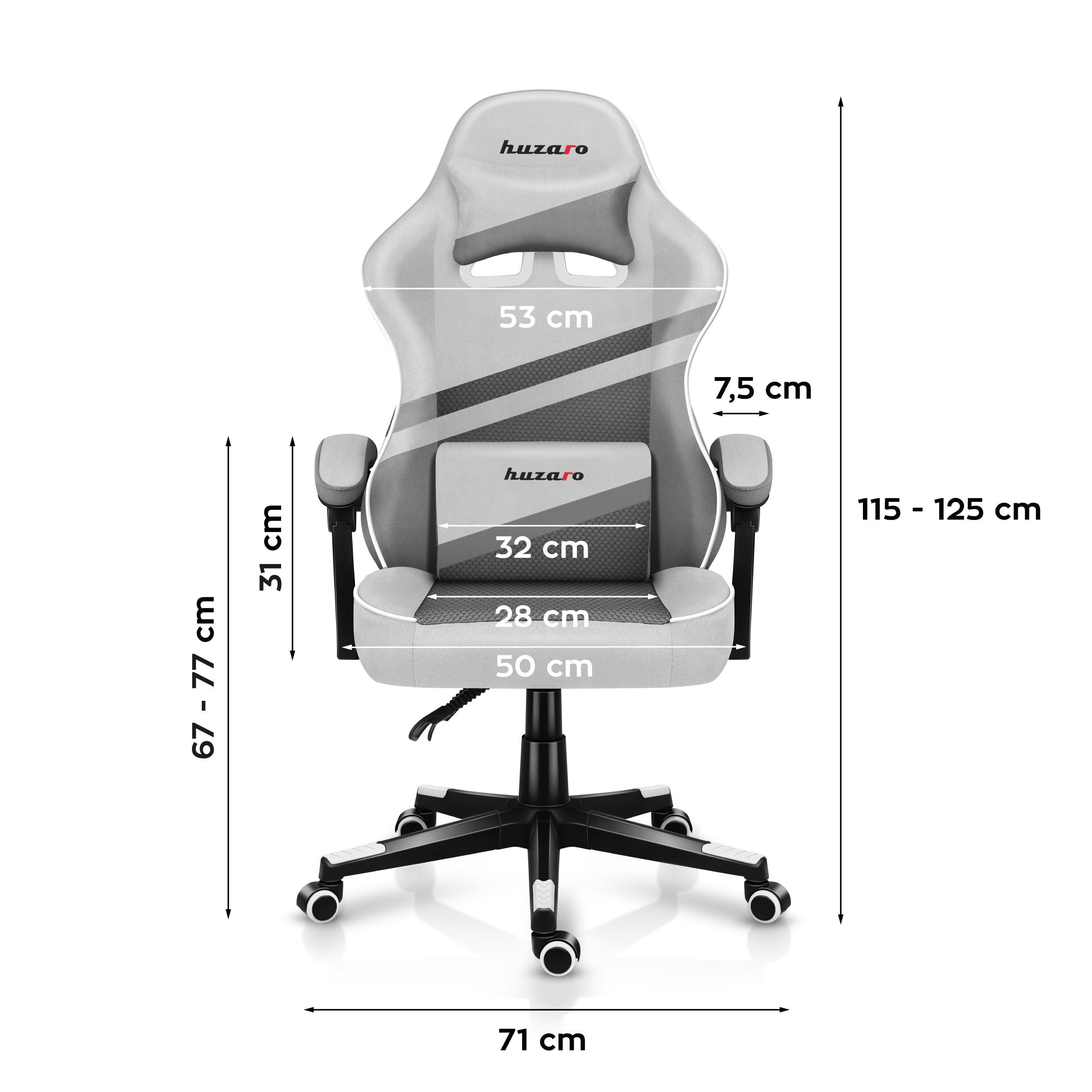 Scaun de gaming HUZARO FORCE 4.4 White Mesh