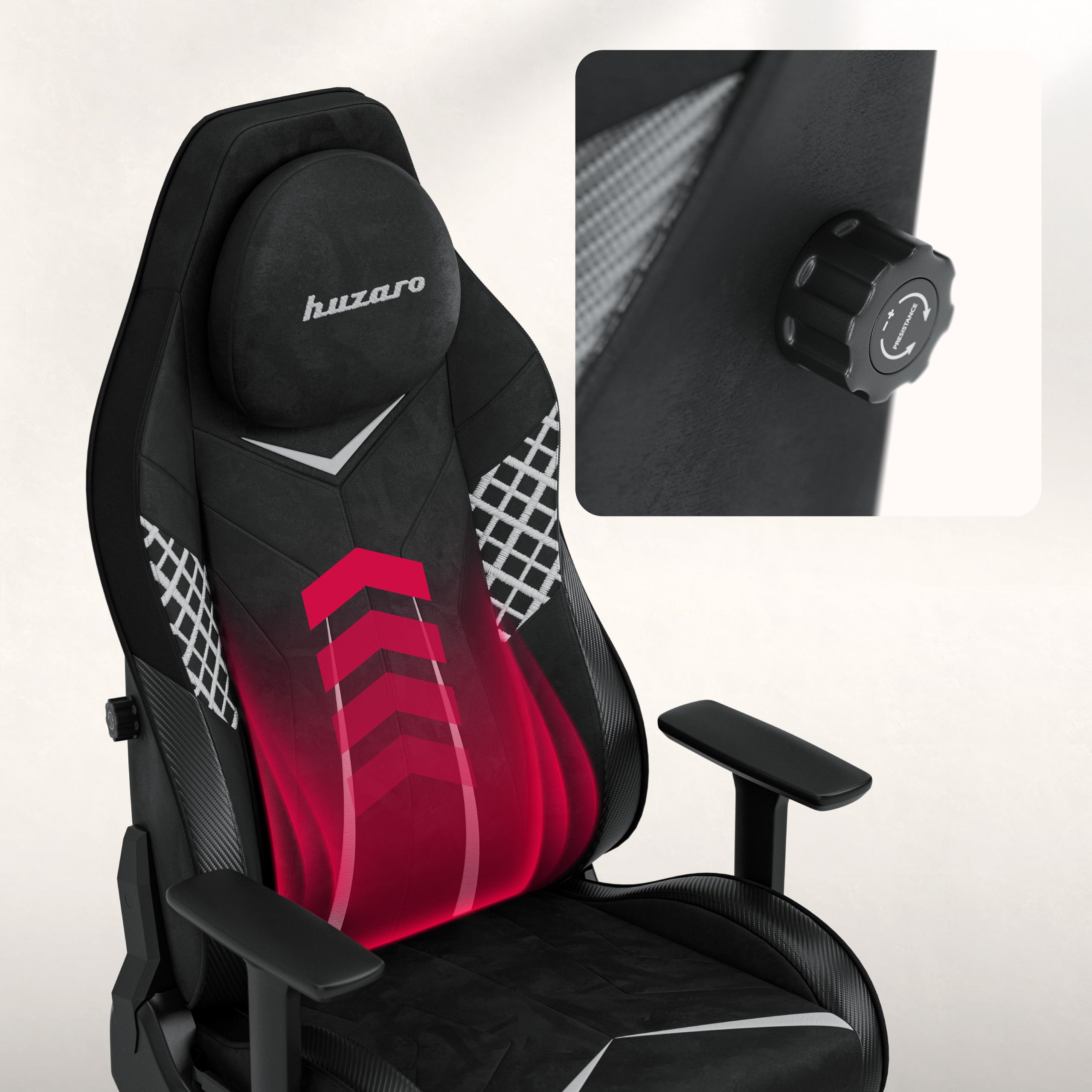Scaun de gaming din piele de căprioară Huzaro Force 8.3 Carbon Black