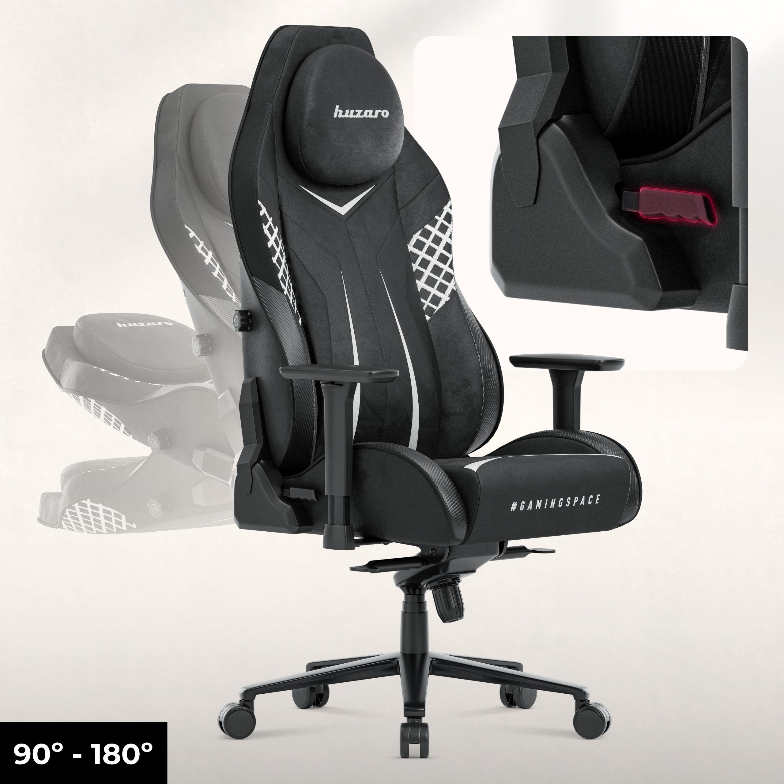 Scaun de gaming din piele de căprioară Huzaro Force 8.3 Carbon Black