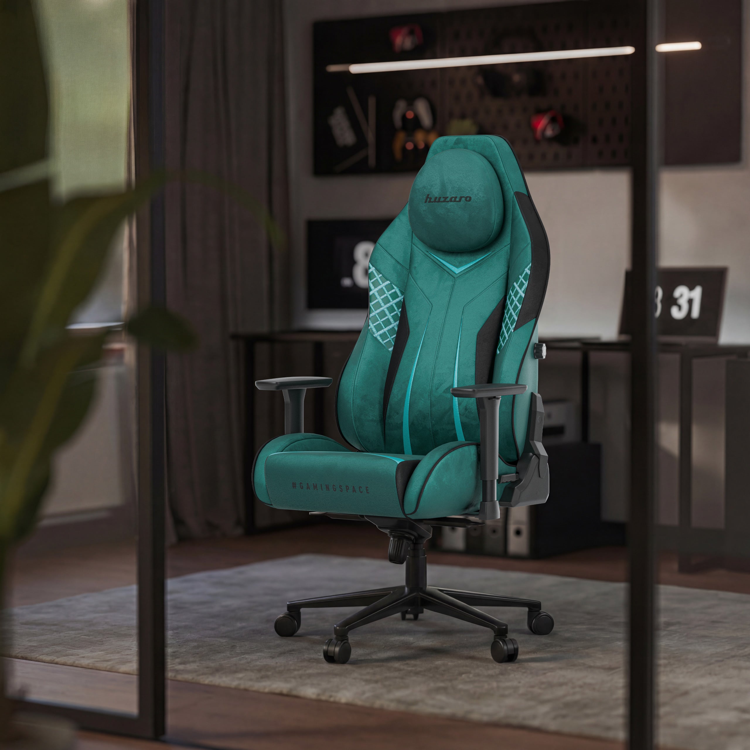 Scaun de gaming din piele de căprioară Huzaro Force 8.3 Green