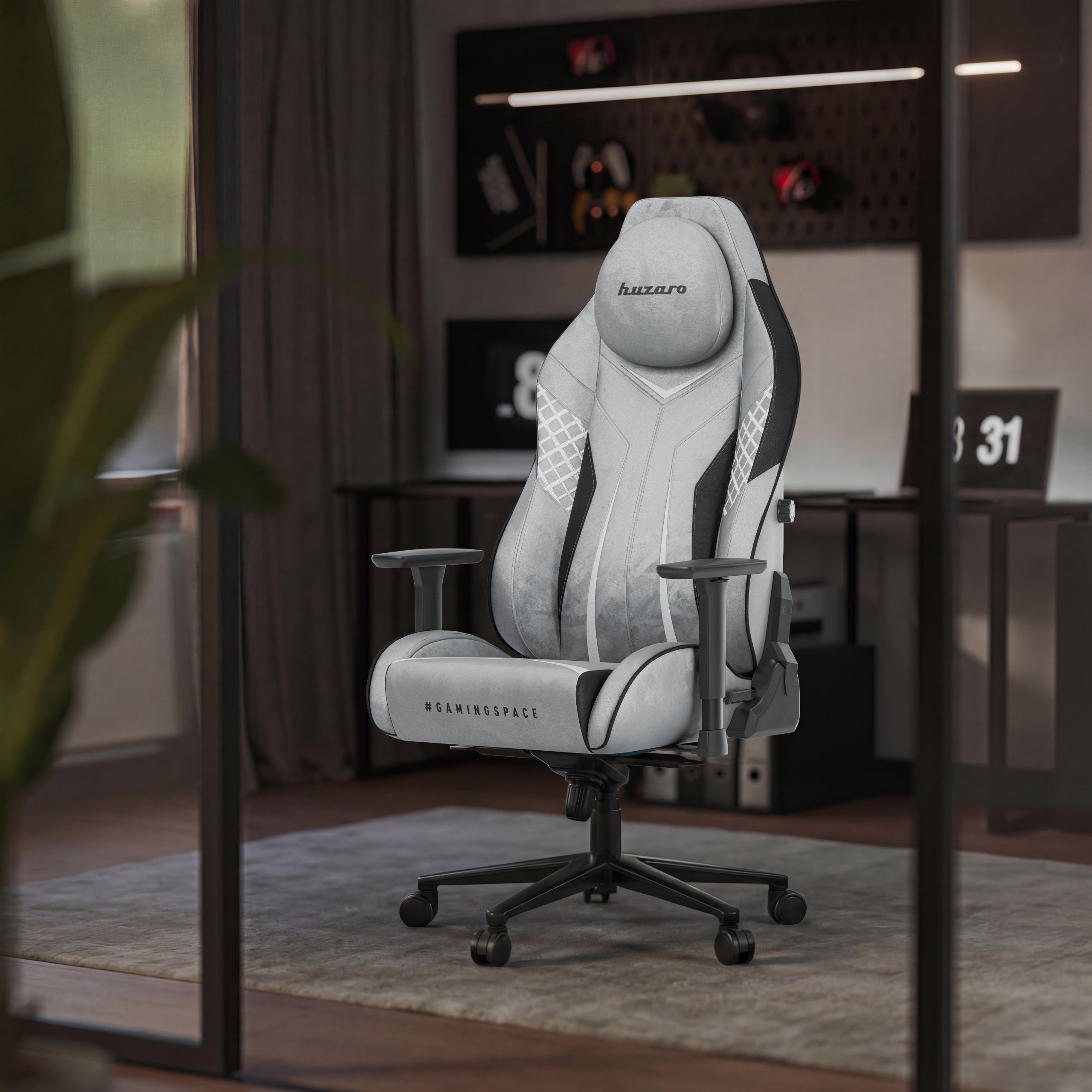 Scaun de gaming din piele de căprioară Huzaro Force 8.3 Grey