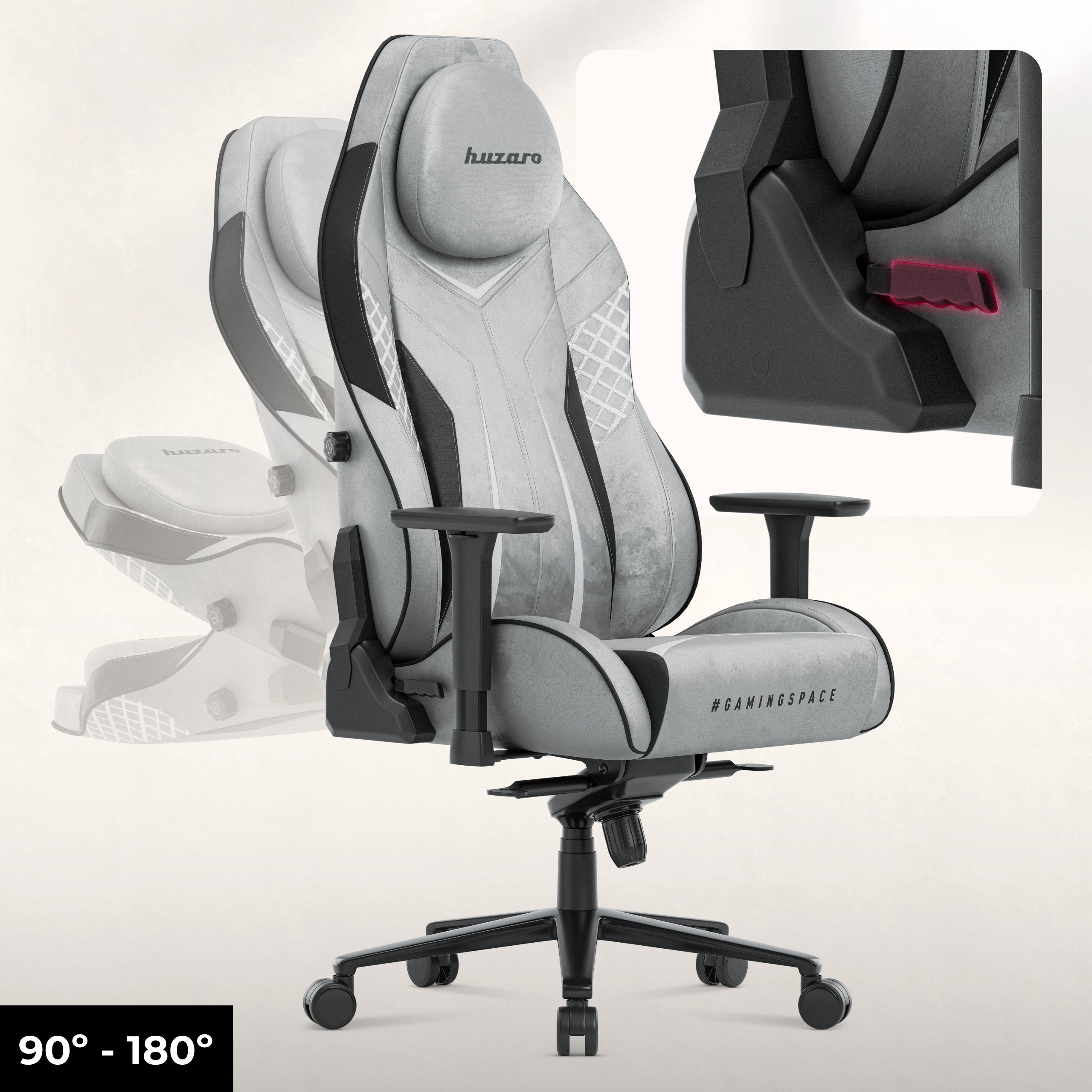 Scaun de gaming din piele de căprioară Huzaro Force 8.3 Grey