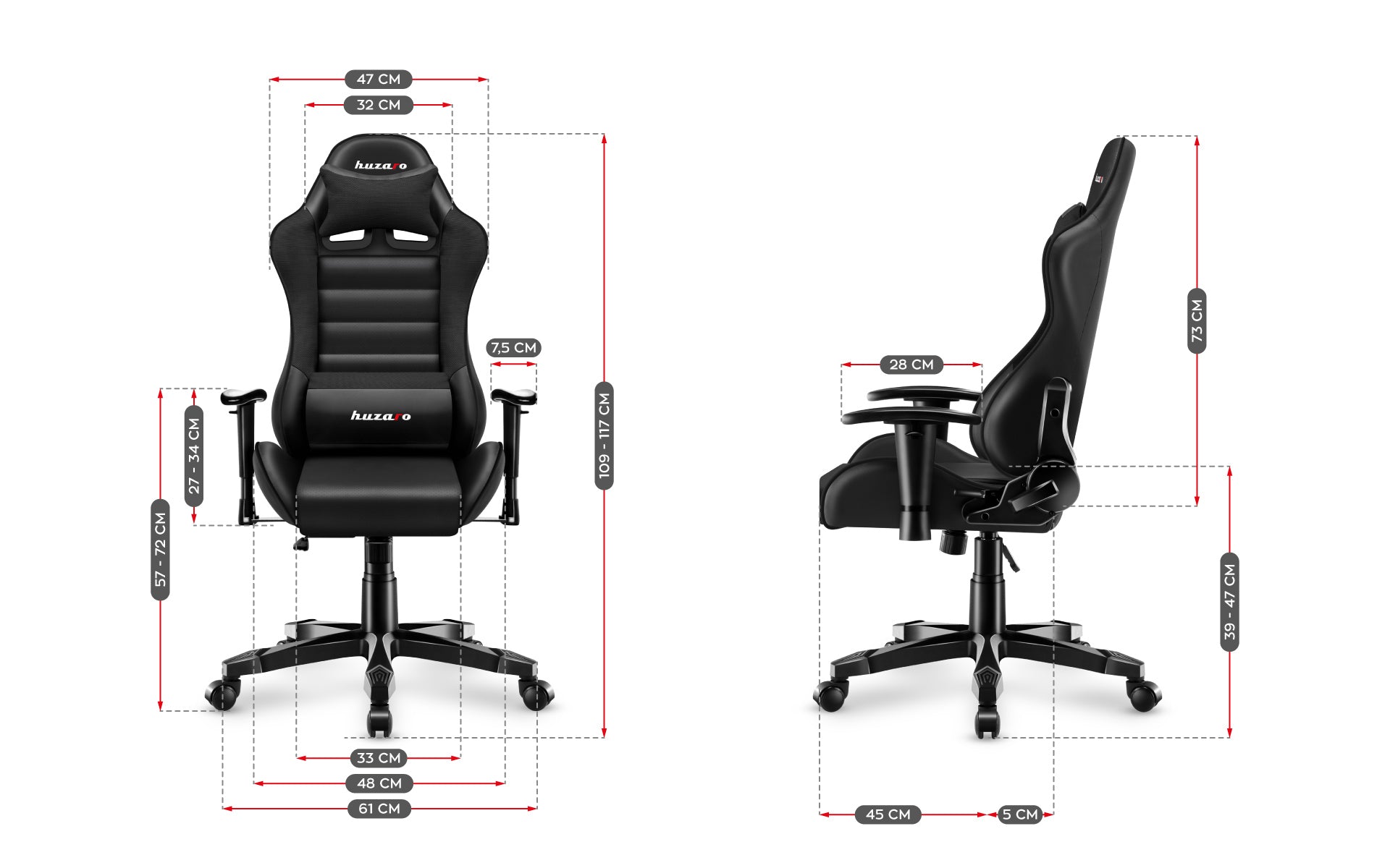Scaun de gaming pentru copii Huzaro RANGER 6.0 Negru