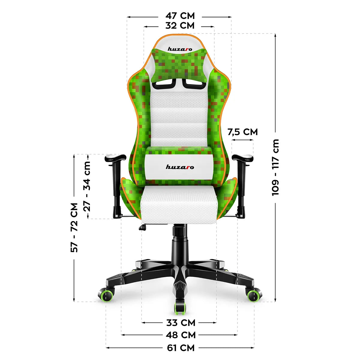 Scaun de gaming pentru copii Huzaro Ranger 6.0 Pixel White