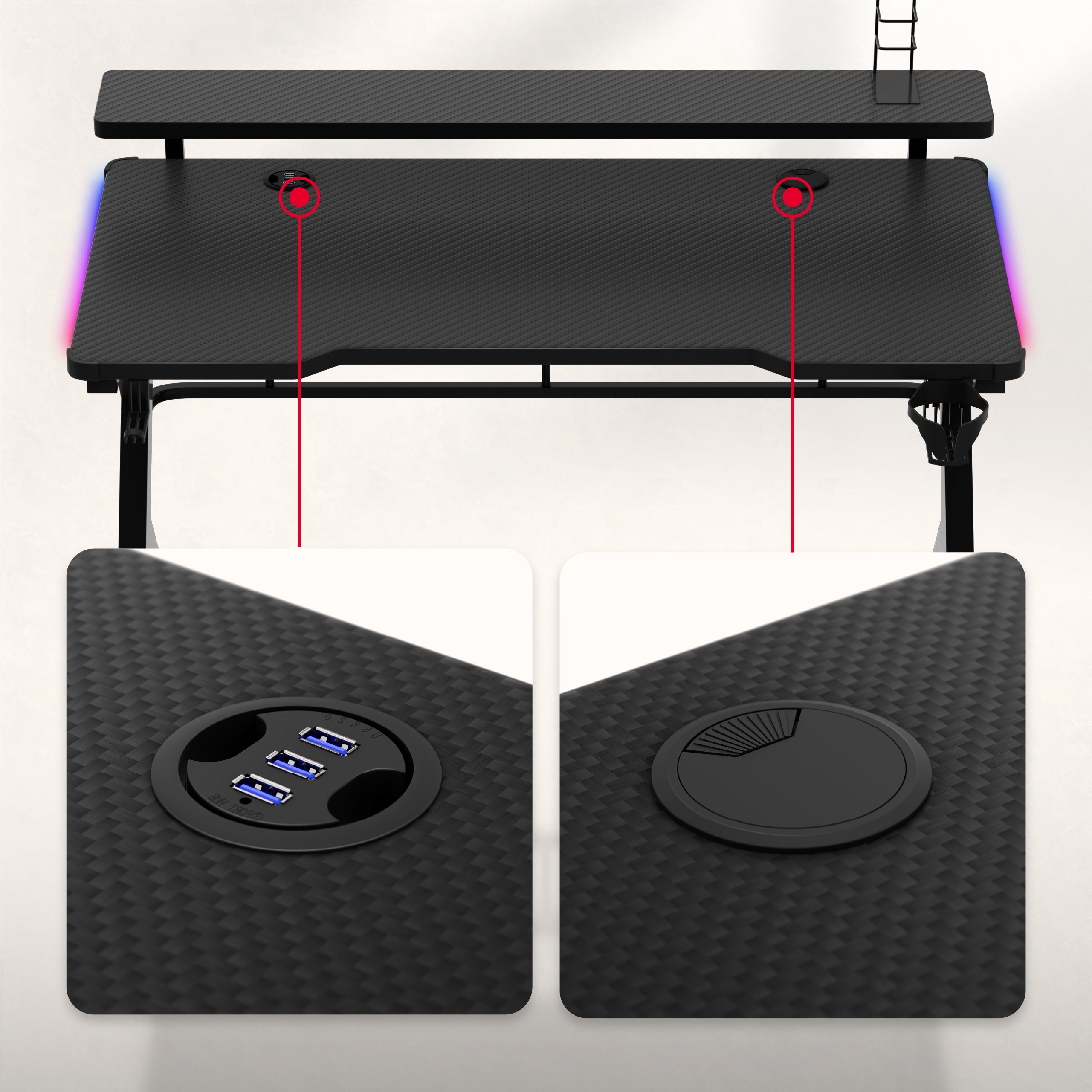 Huzaro Hero 5.0 RGB LED birou de gaming 120 cm