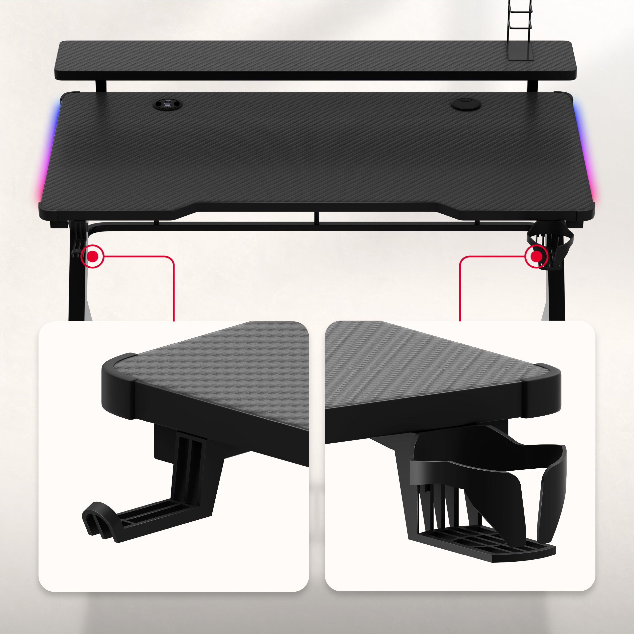 Huzaro Hero 5.0 RGB LED birou de gaming 120 cm