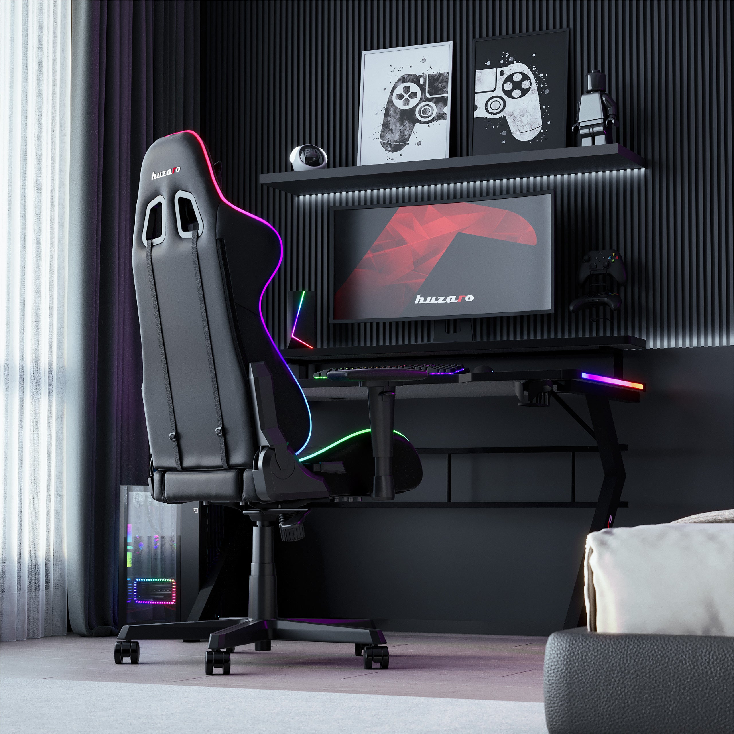 Huzaro Hero 5.0 RGB LED birou de gaming 120 cm