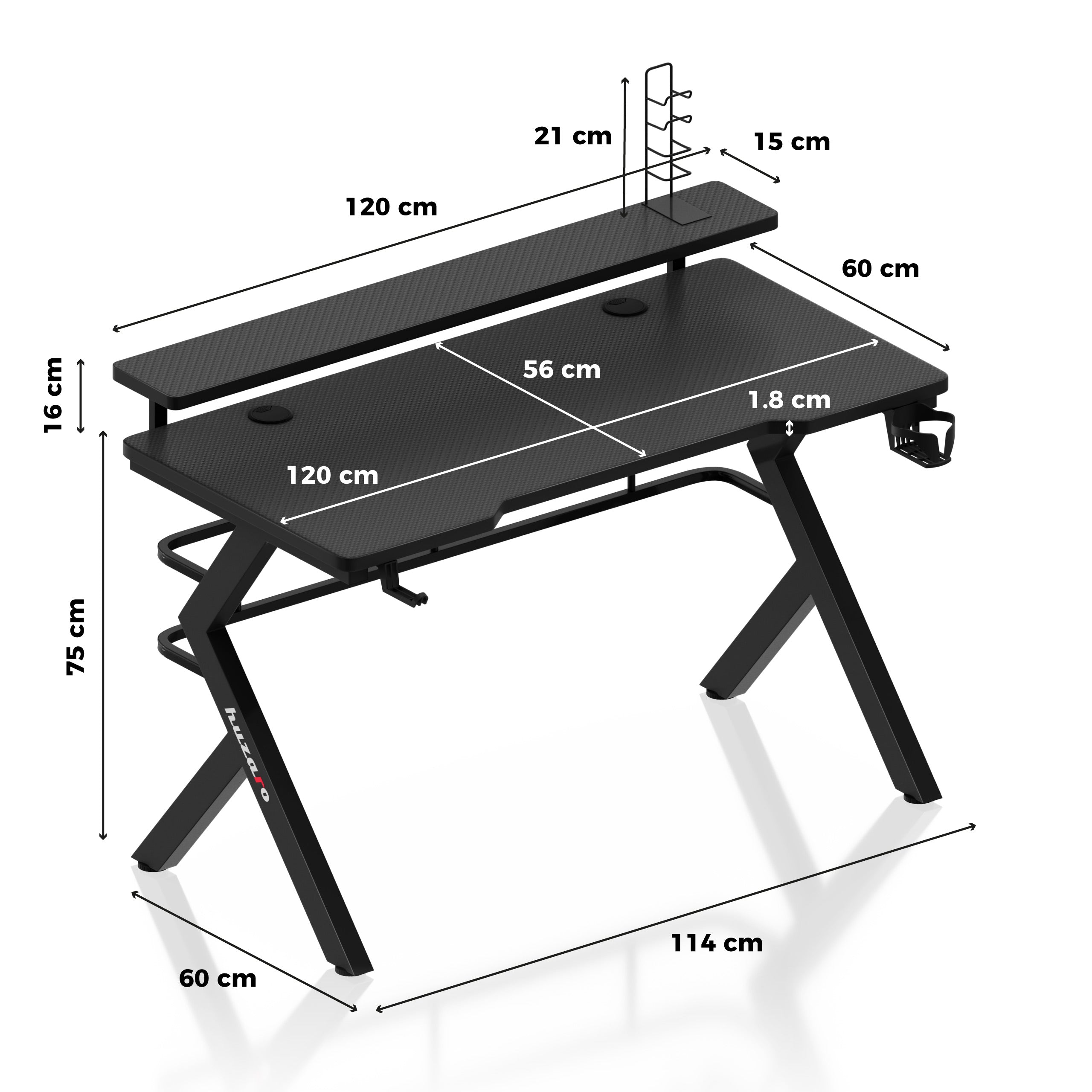 Huzaro Hero 5.0 Gaming Desk negru 120 cm