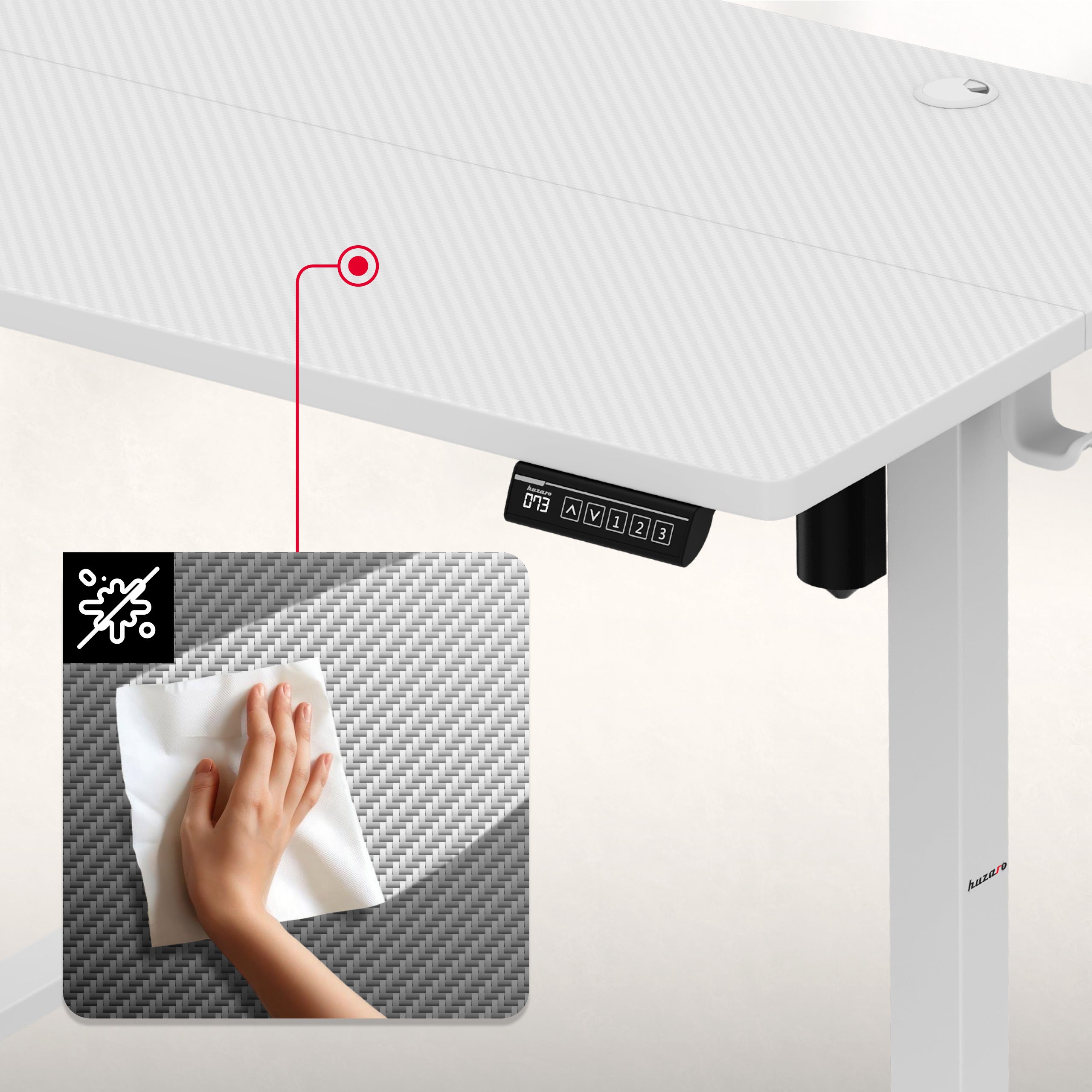 Birou electric reglabil pe înălțime cu rotile Huzaro Hero 7.8 White