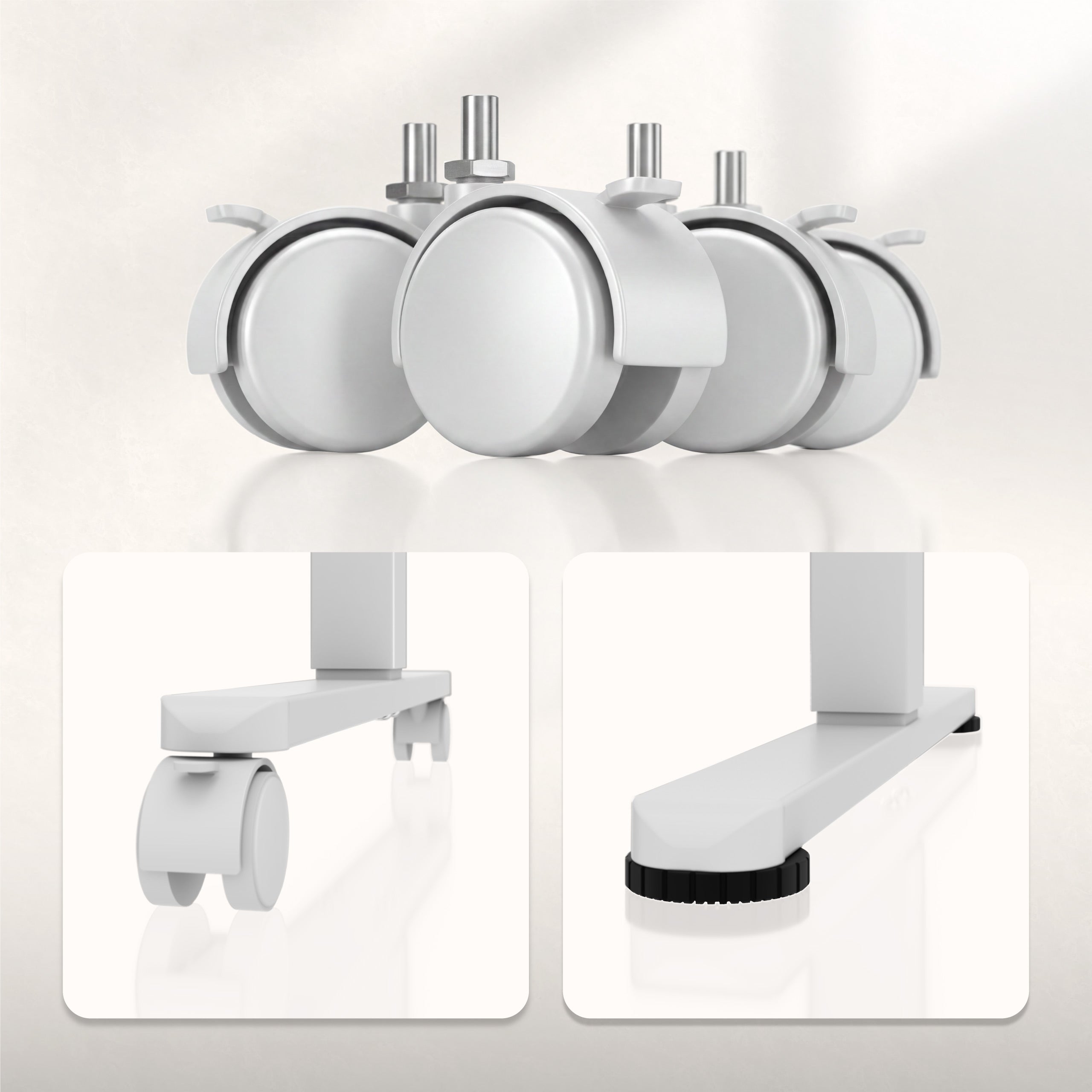 Birou electric reglabil pe înălțime cu rotile Huzaro Hero 7.8 White