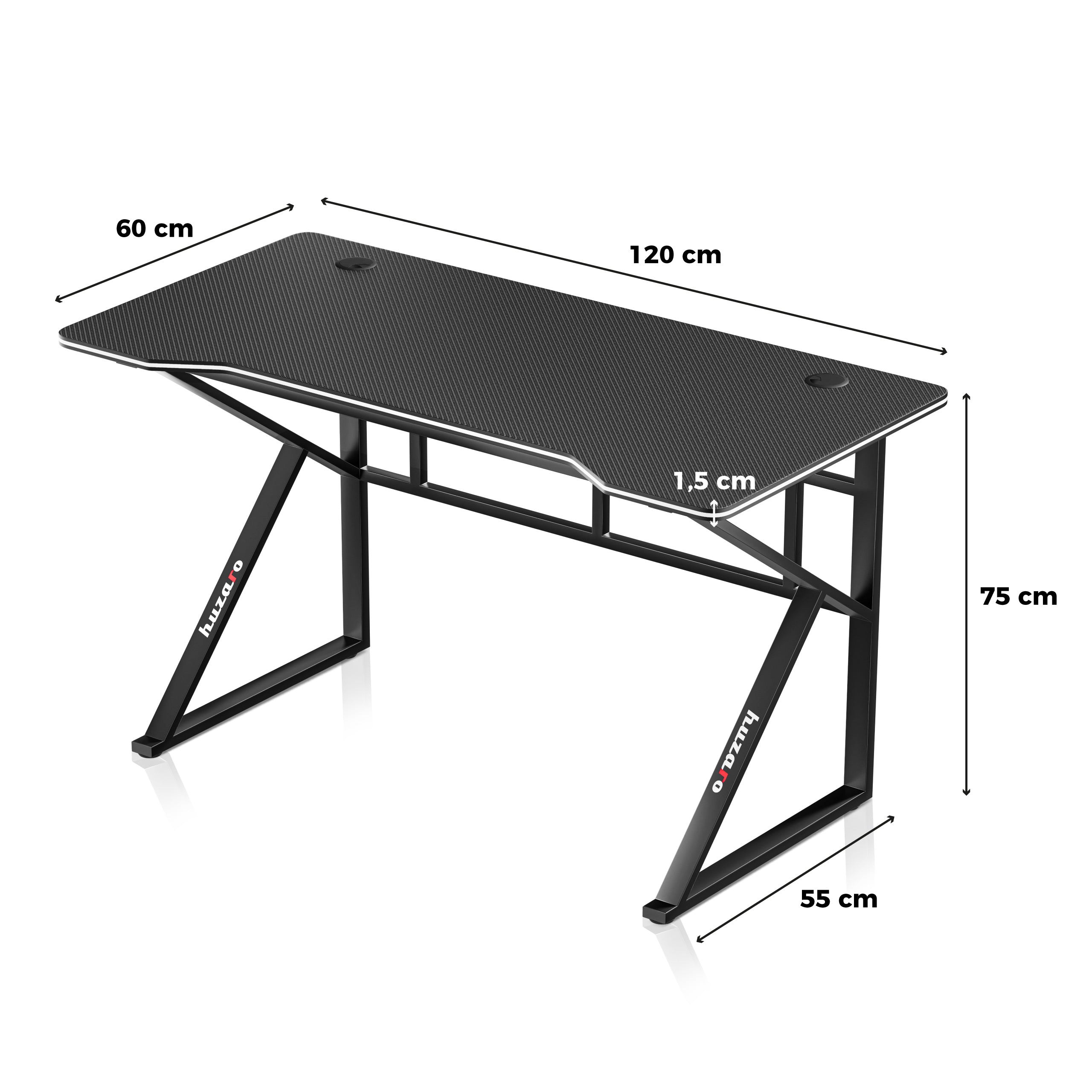 Huzaro Hero 1.6 negru 120 cm birou de gaming