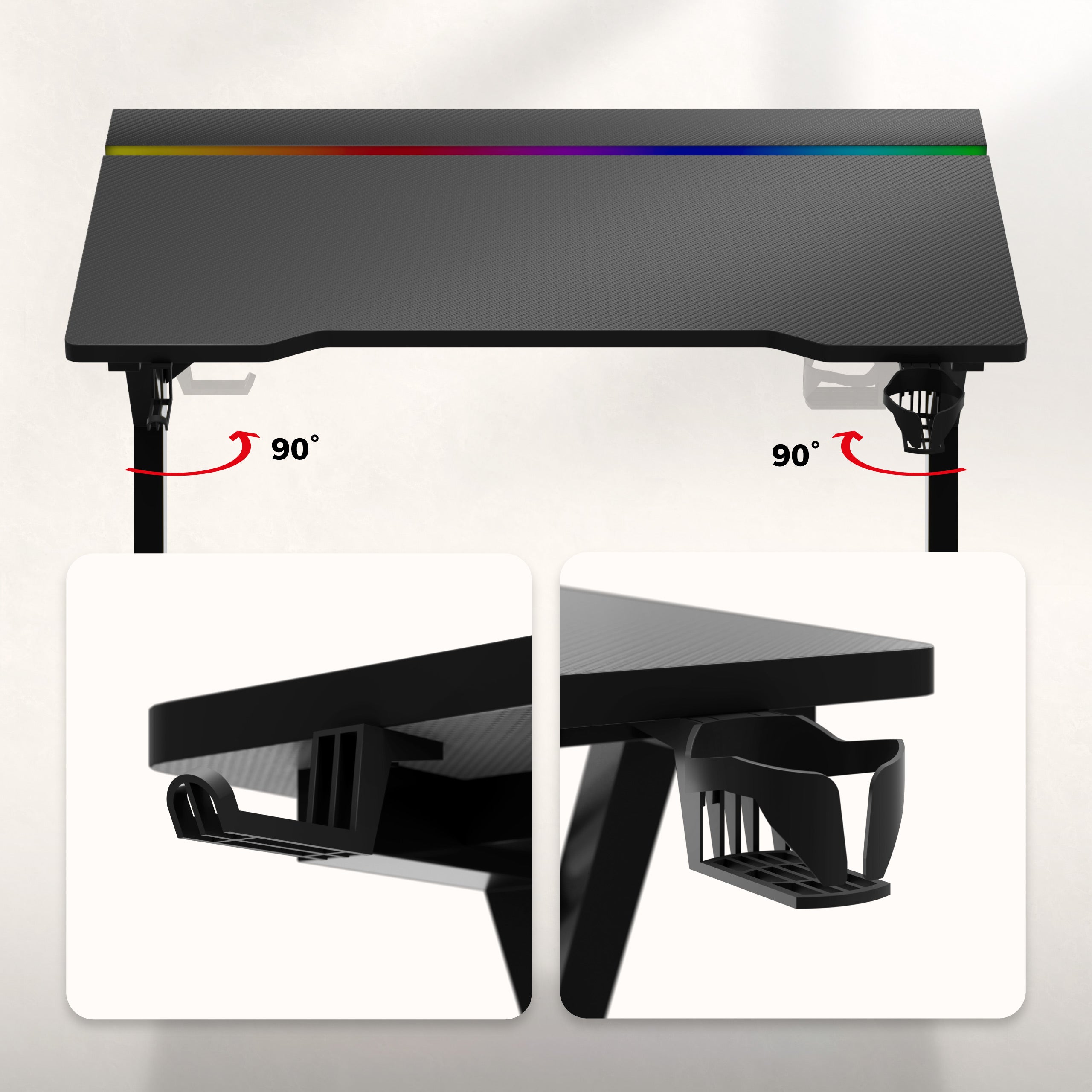 Birou de gaming cu iluminare LED Hero 2.4 RGB Black