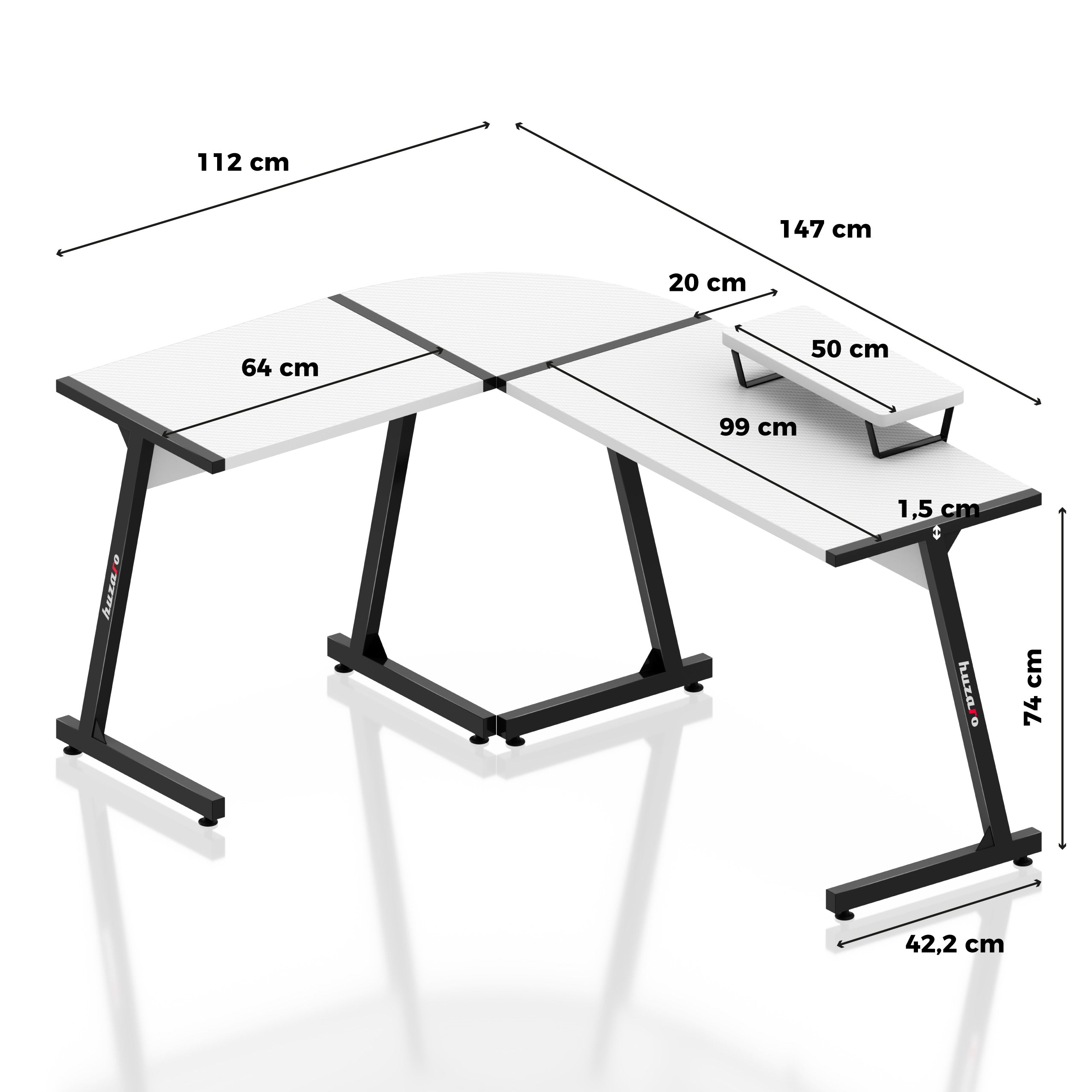 Huzaro Hero 6.0 Alb 147 cm birou de gaming
