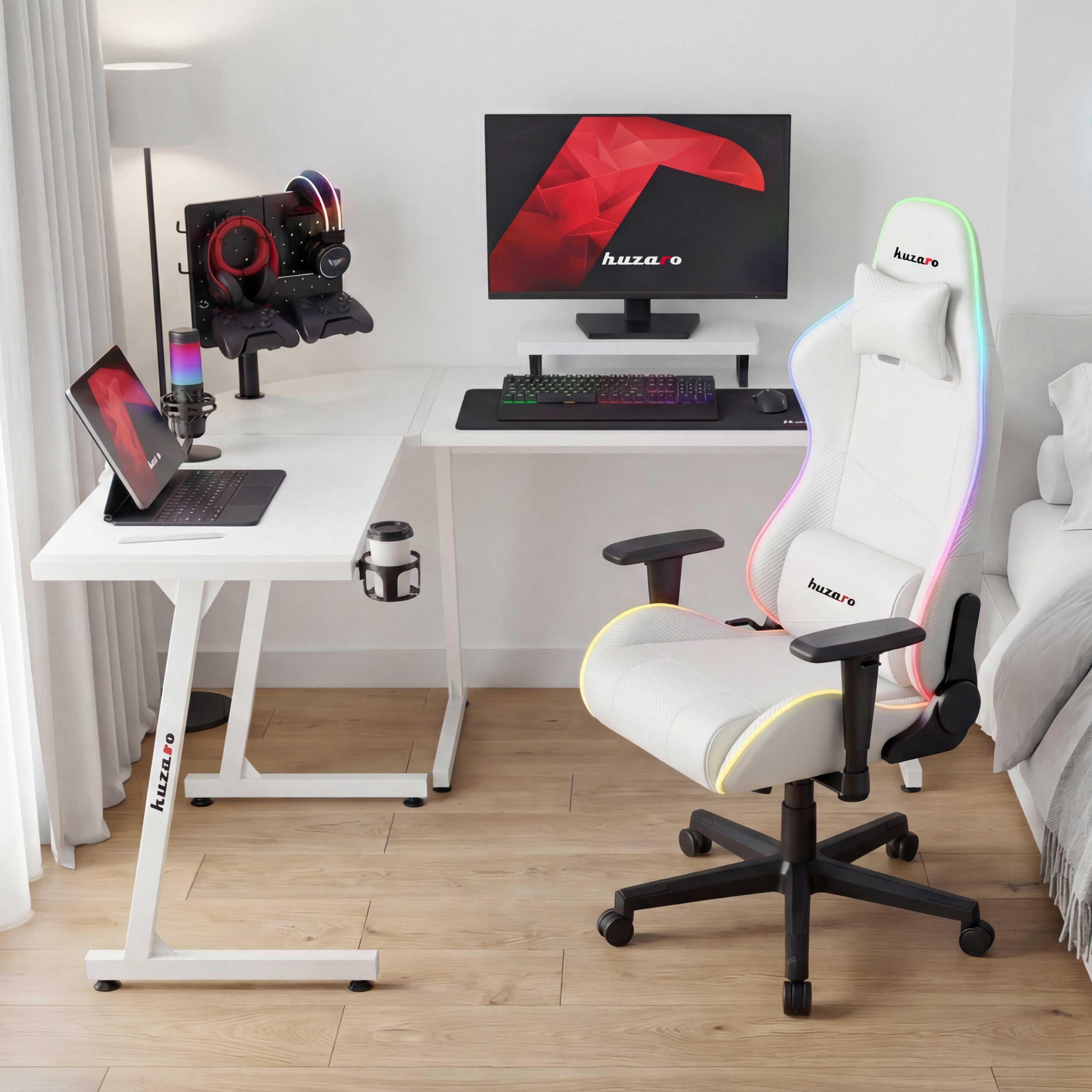 Huzaro Hero 6.0 Alb 147 cm birou de gaming