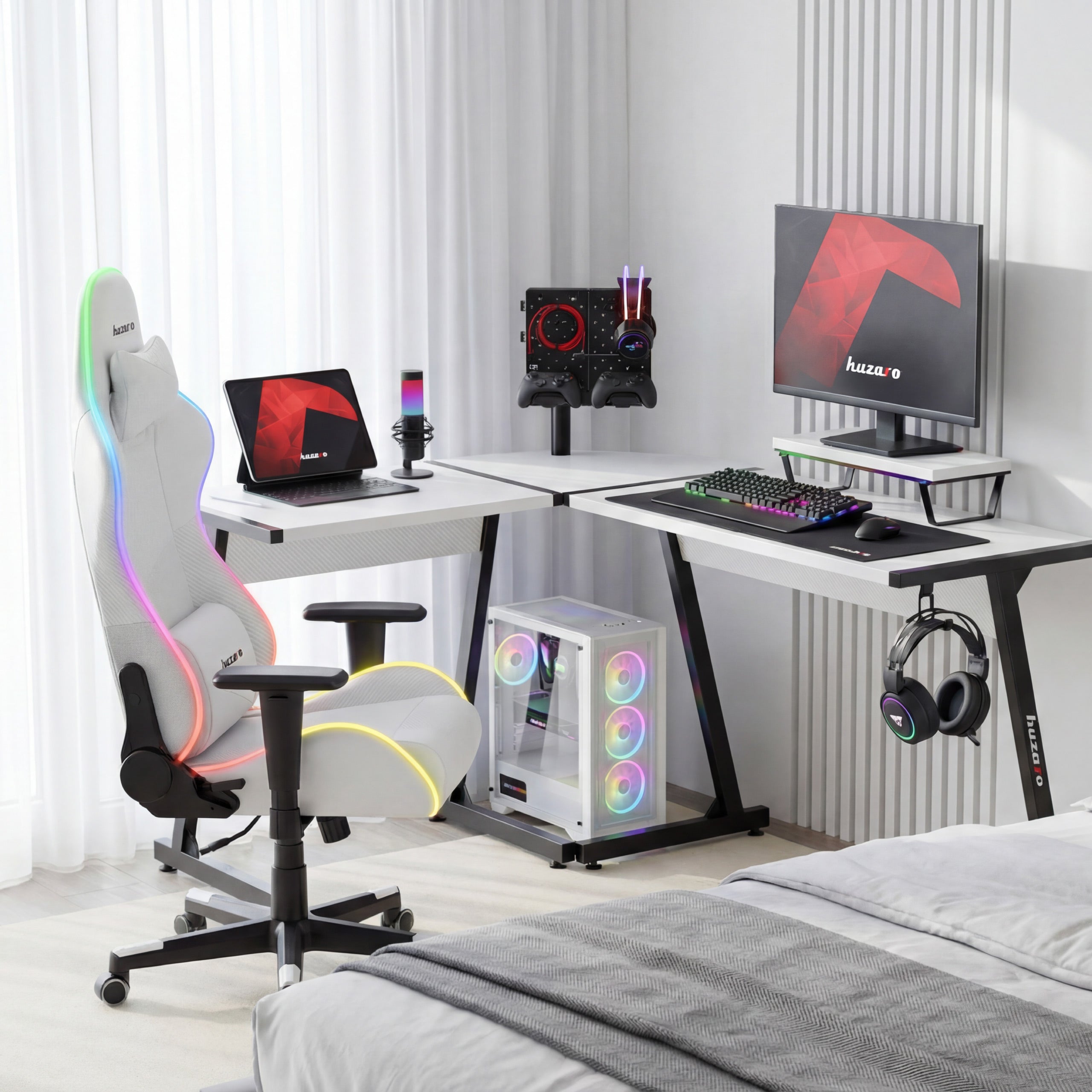 Huzaro Hero 6.0 Alb 147 cm birou de gaming