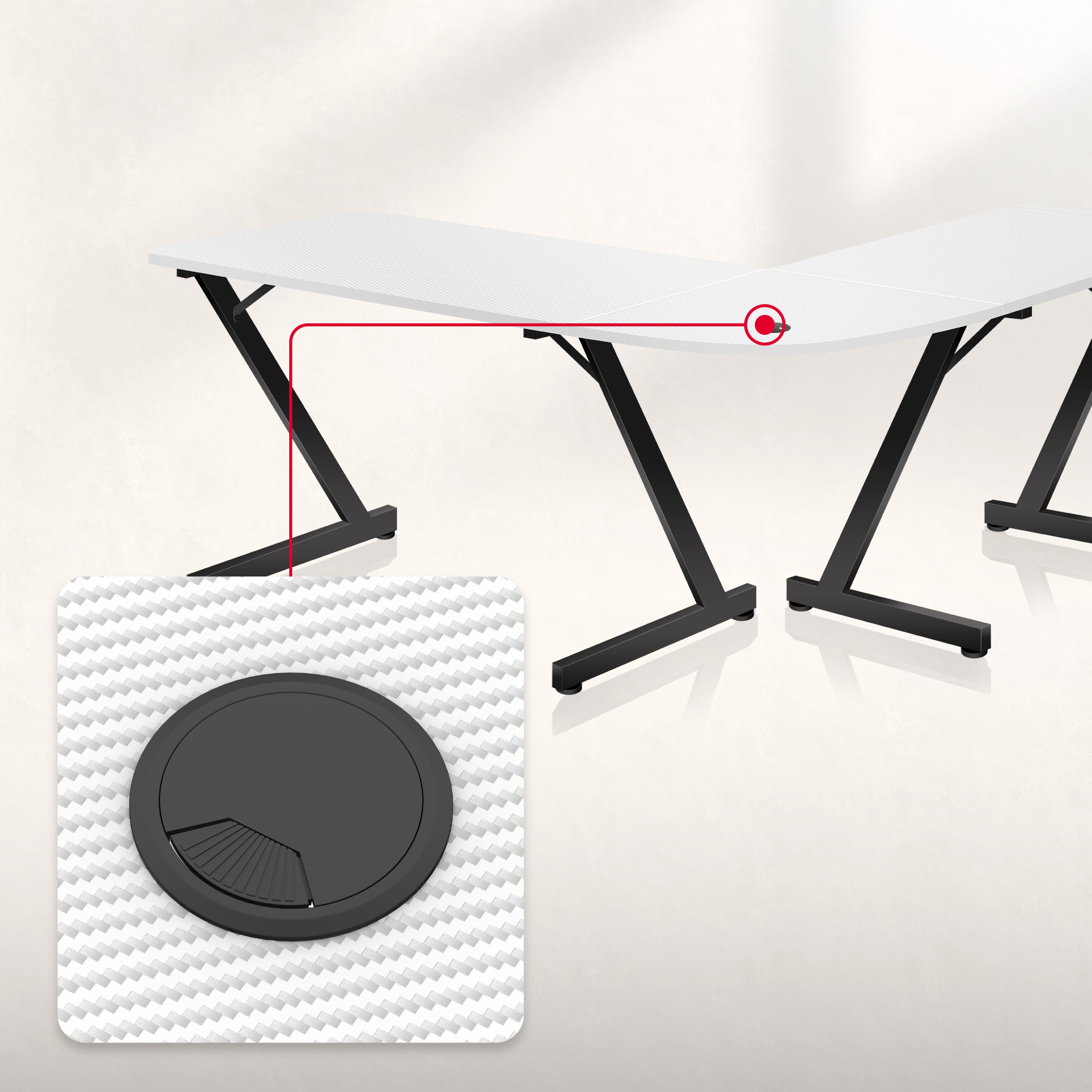 Huzaro Hero 7.0 Alb 154 cm birou de gaming