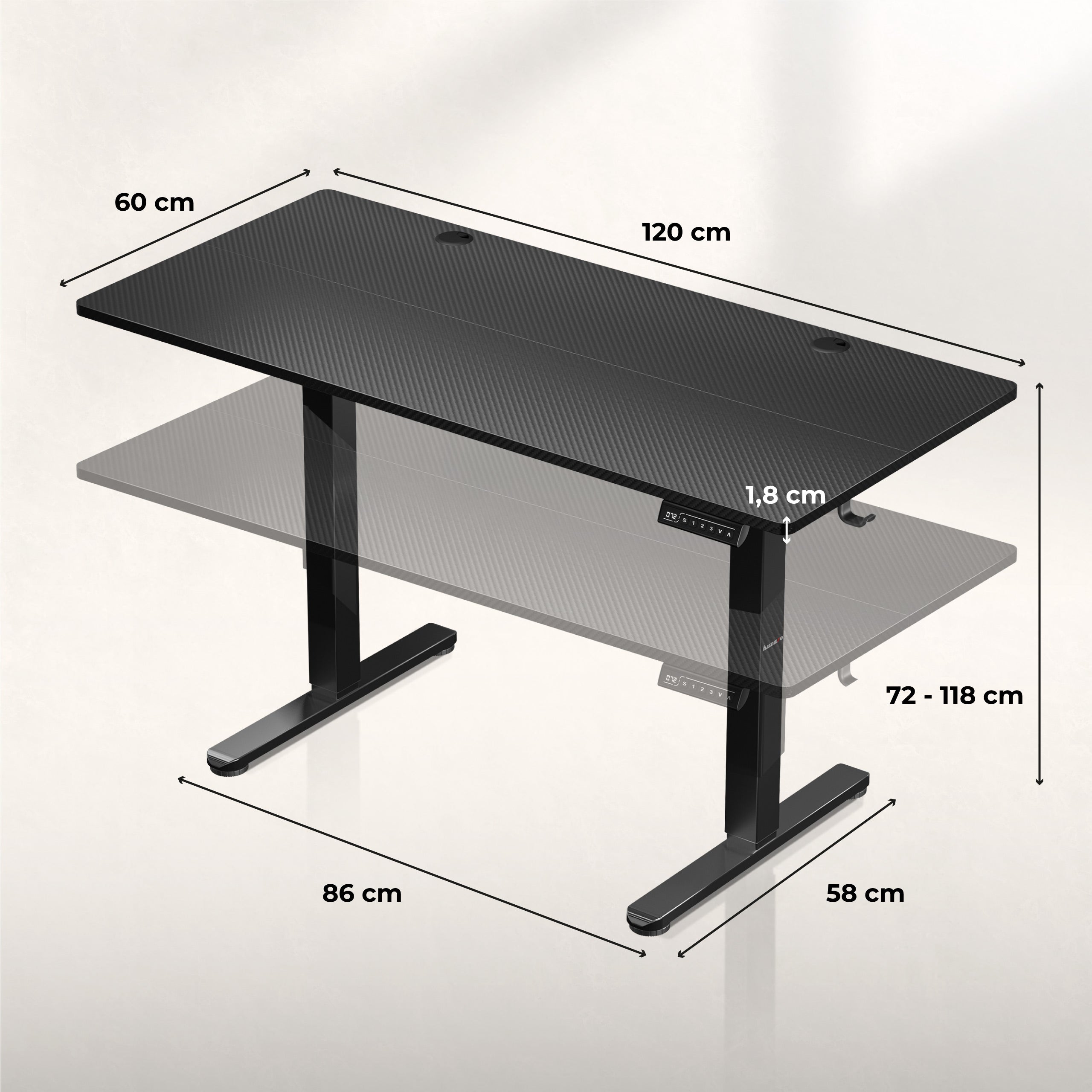 Huzaro Hero 8.2 Black 120 cm birou electric