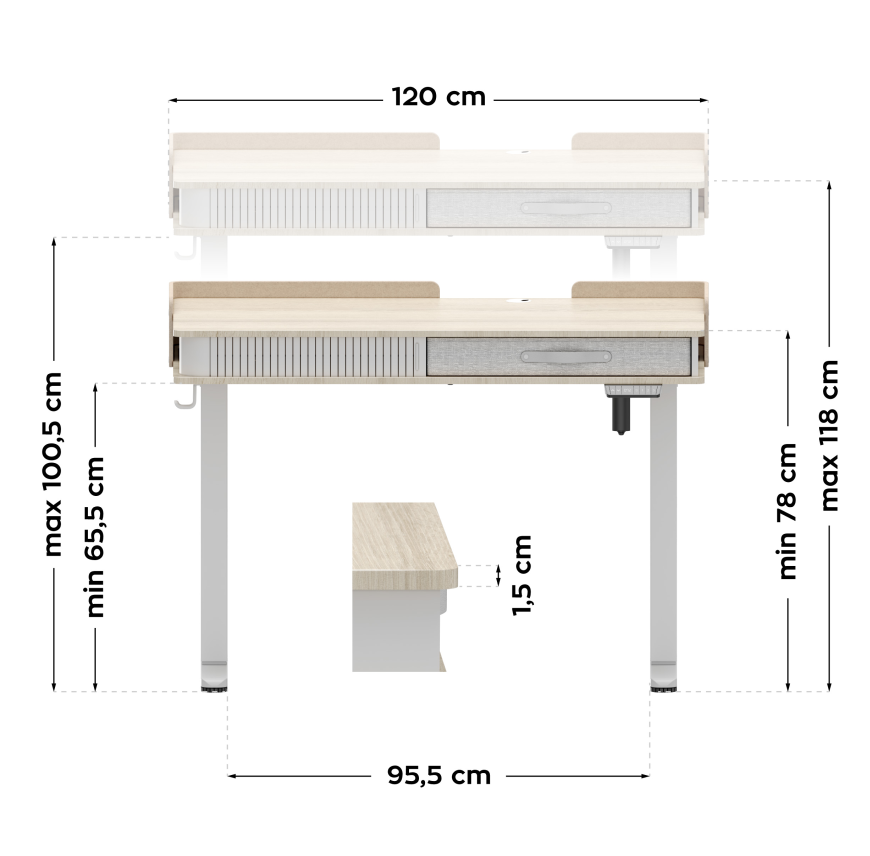 Birou electric Mark Adler Leader 8.0 White 120 cm
