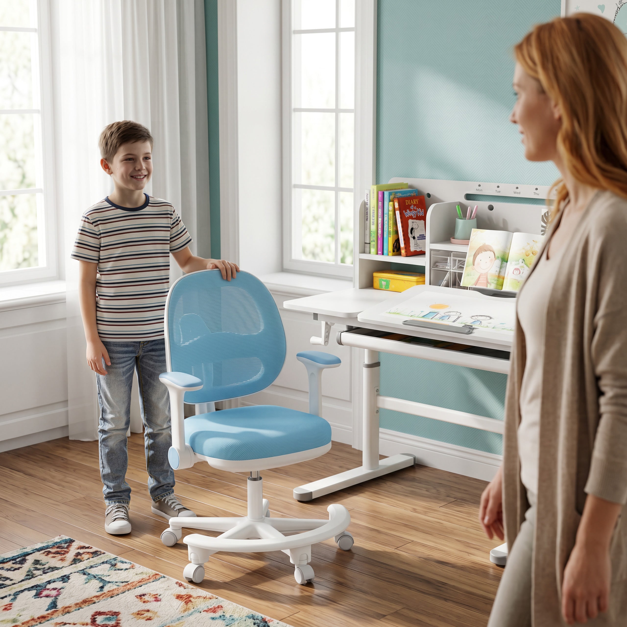 Scaun de birou ergonomic pentru copii Mark Adler Junior 3.6 Blue