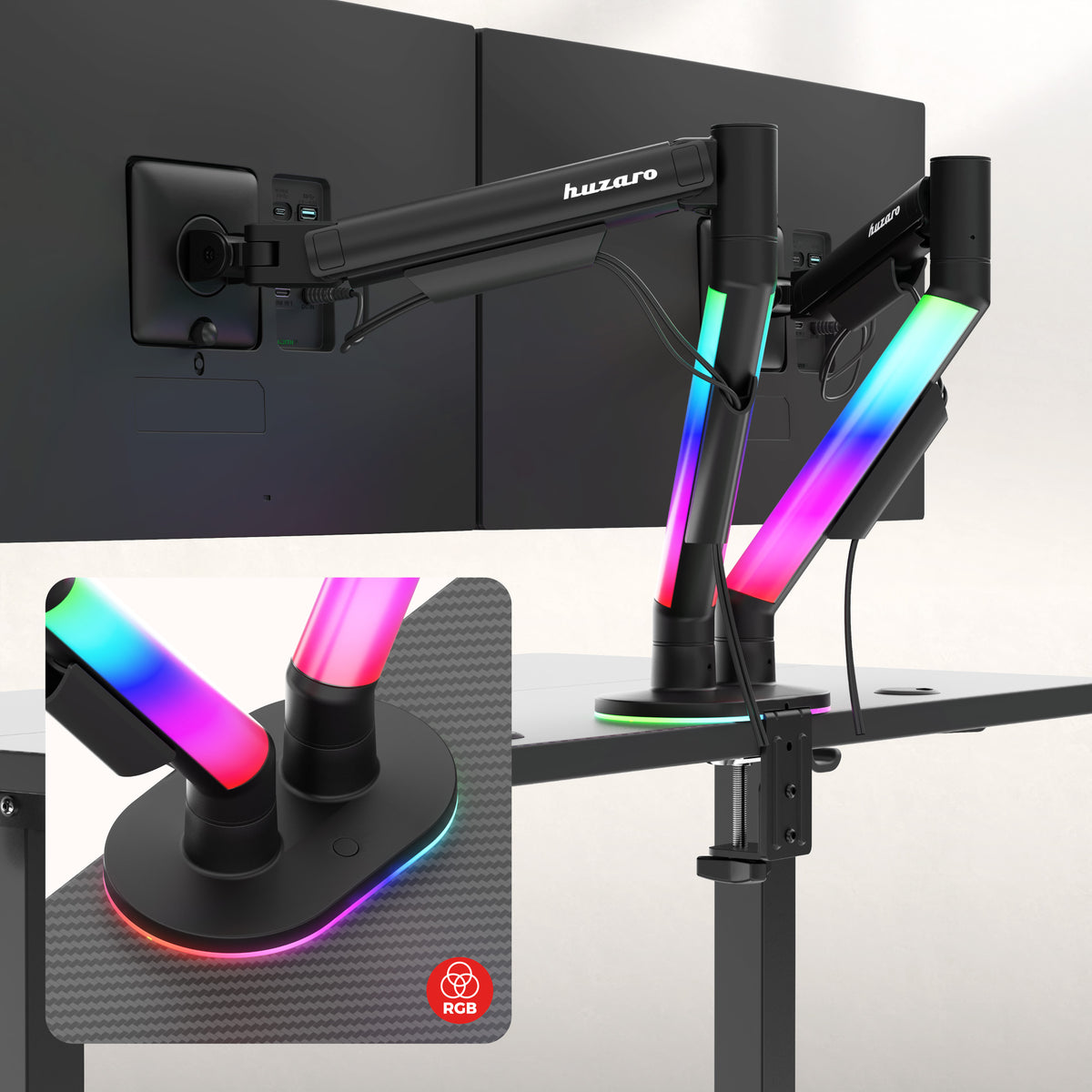 Suport de birou pentru 2 monitoare Huzaro Motion 2.6 RGB