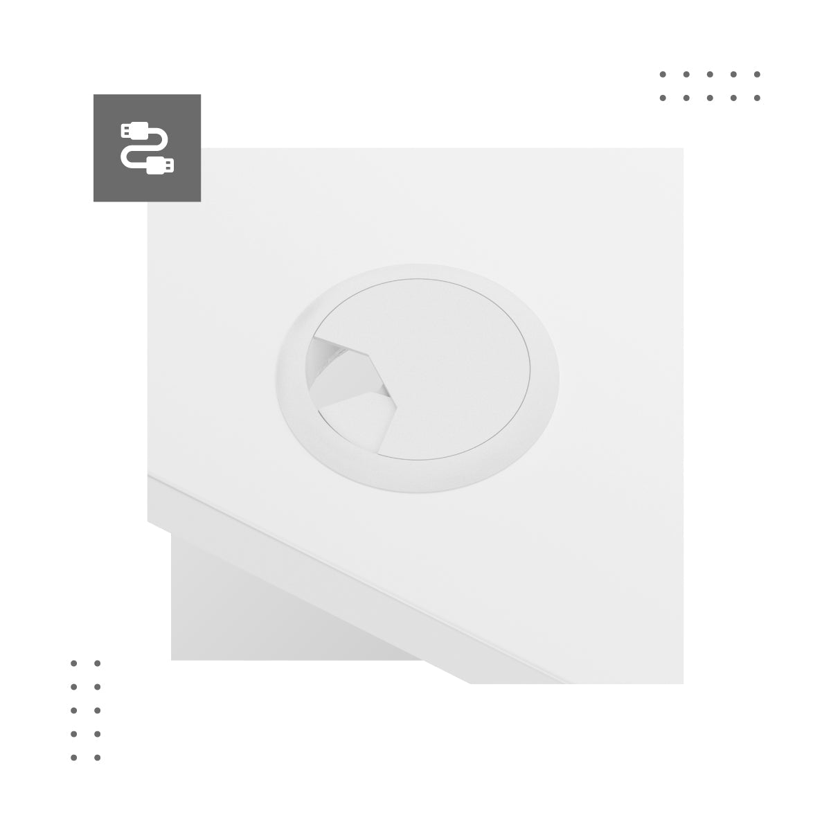 Intrări pentru cabluri pe ambele părți ale mesei