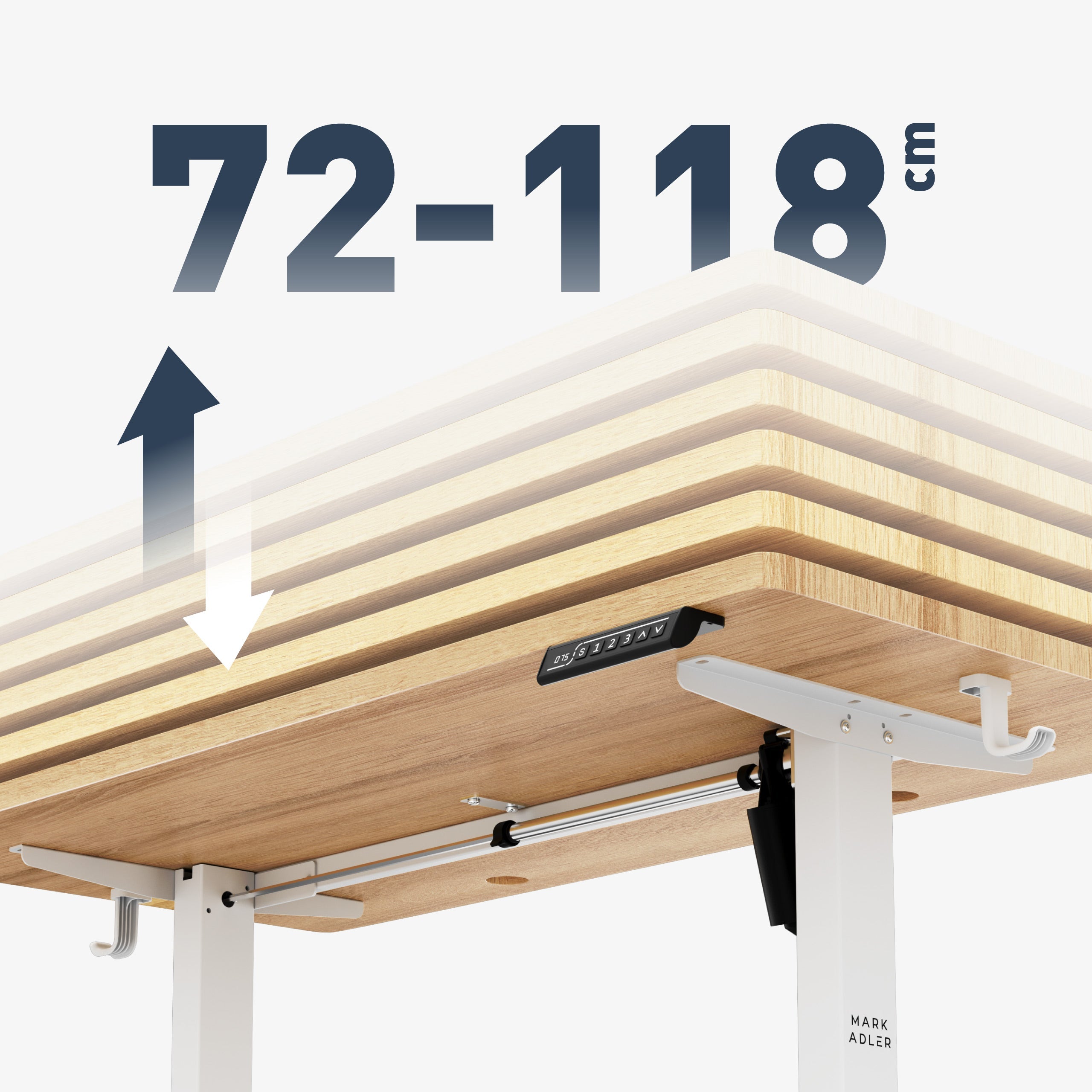 Gamă largă de reglare a înălțimii: 72 - 118 cm