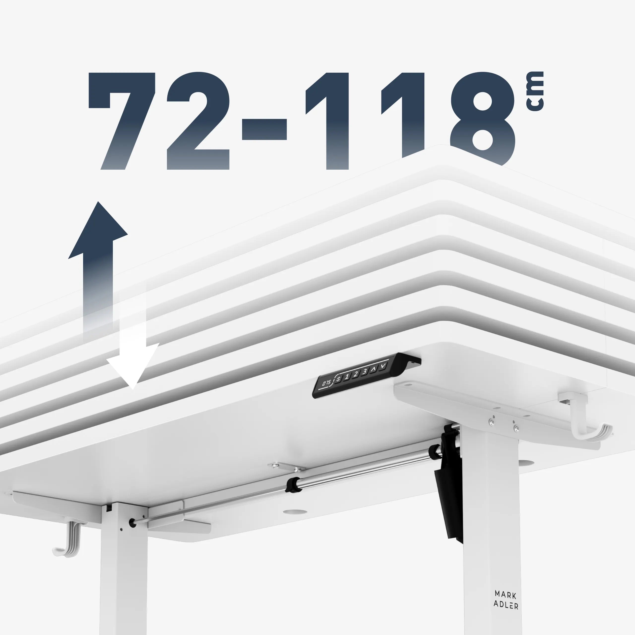 Gamă largă de reglare a înălțimii: 72 - 118 cm