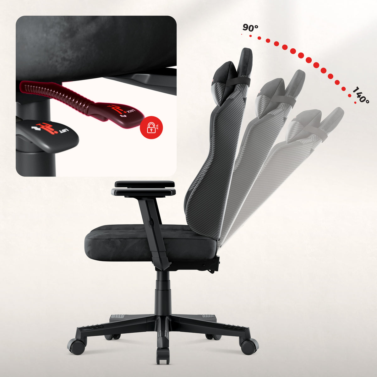 Scaun de gaming pentru adolescenți Huzaro Ranger 5.7 Carbon Black