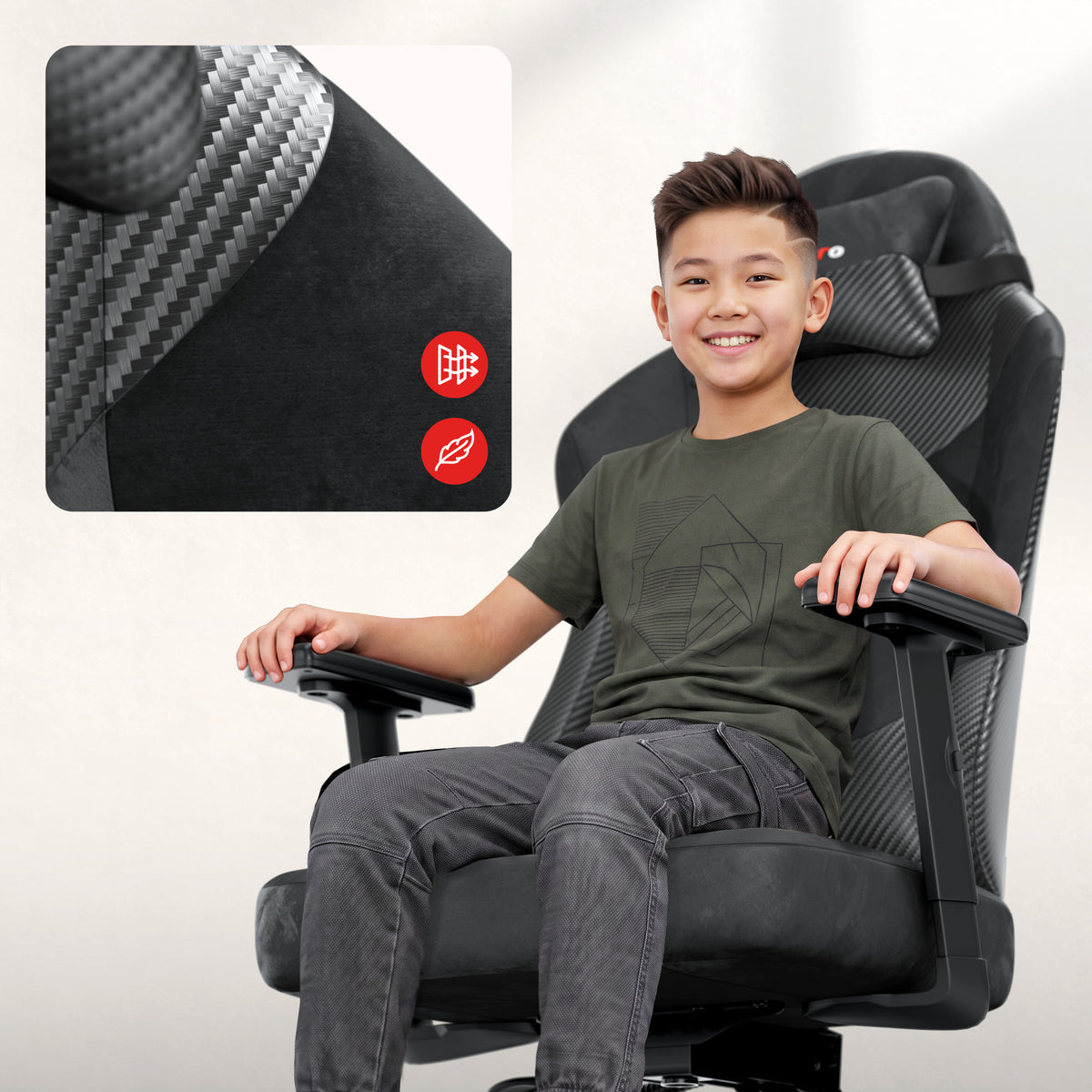 Scaun de gaming pentru adolescenți Huzaro Ranger 5.7 Carbon Black