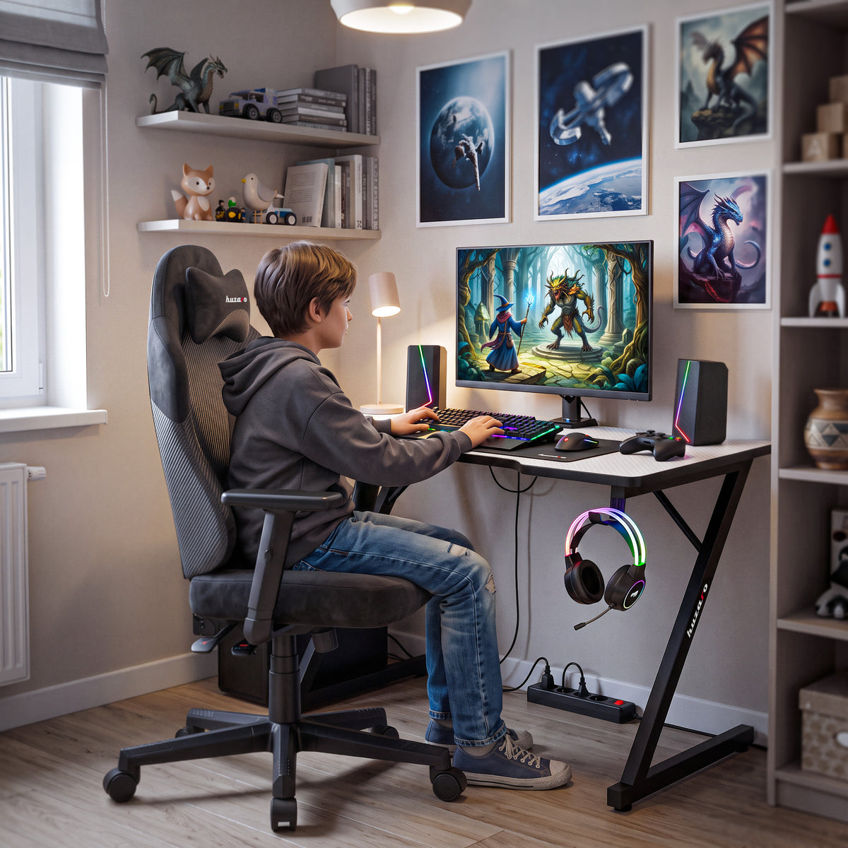 Scaun de gaming pentru adolescenți Huzaro Ranger 5.7 Carbon Black
