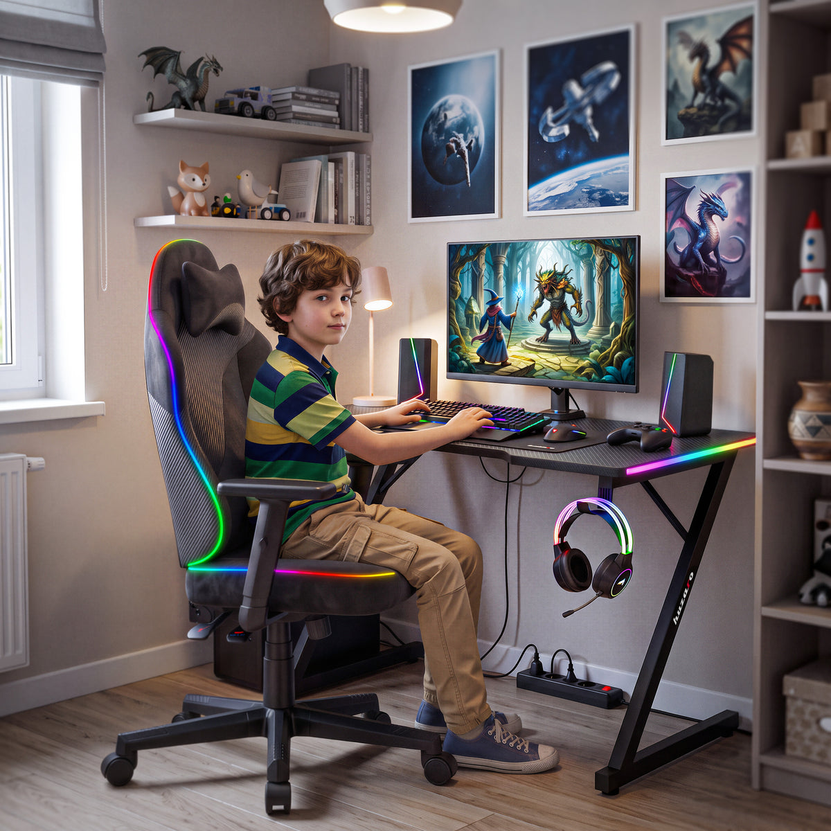 Scaun de gaming pentru adolescenți Huzaro Ranger 5.7 RGB Black