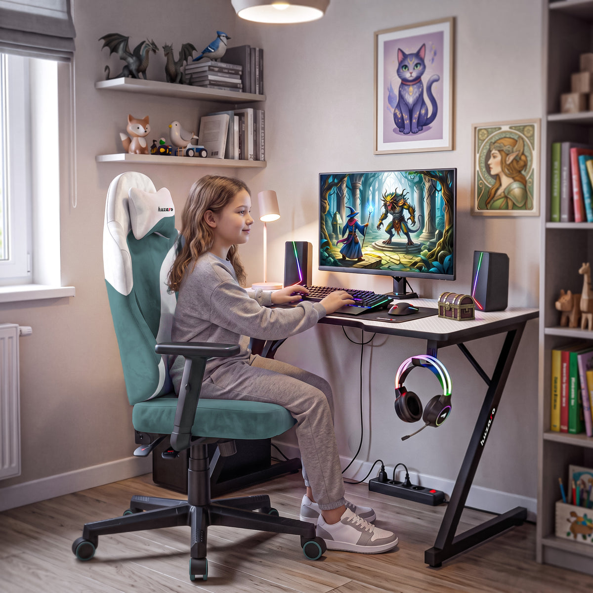 Scaun de gaming pentru adolescenți Huzaro Ranger 5.7 Teal