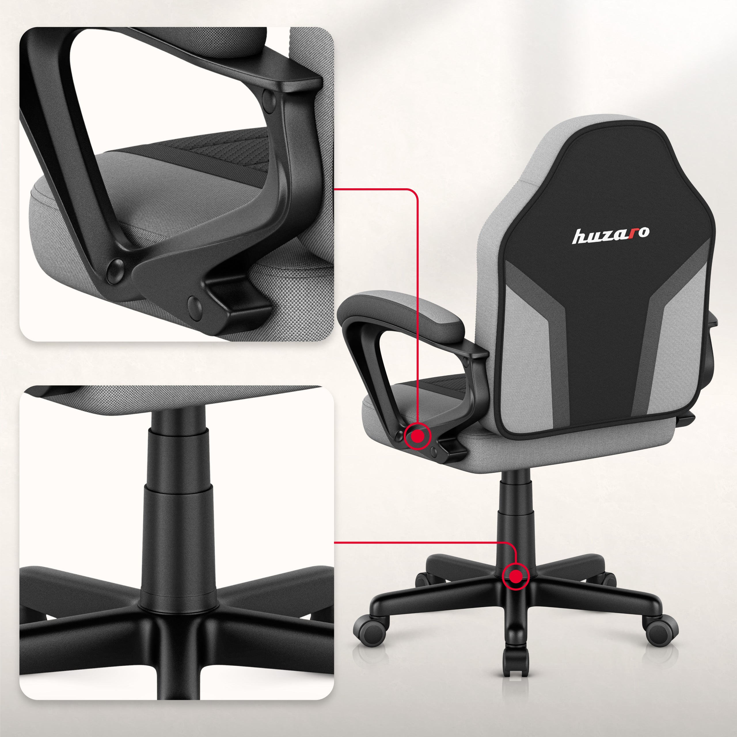 Scaun de gaming pentru copii HUZARO RANGER 1.0 Grey Mesh
