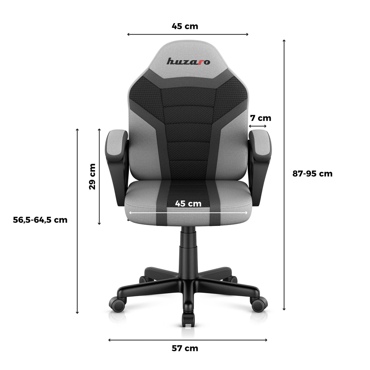 Scaun de gaming pentru copii HUZARO RANGER 1.0 Grey Mesh