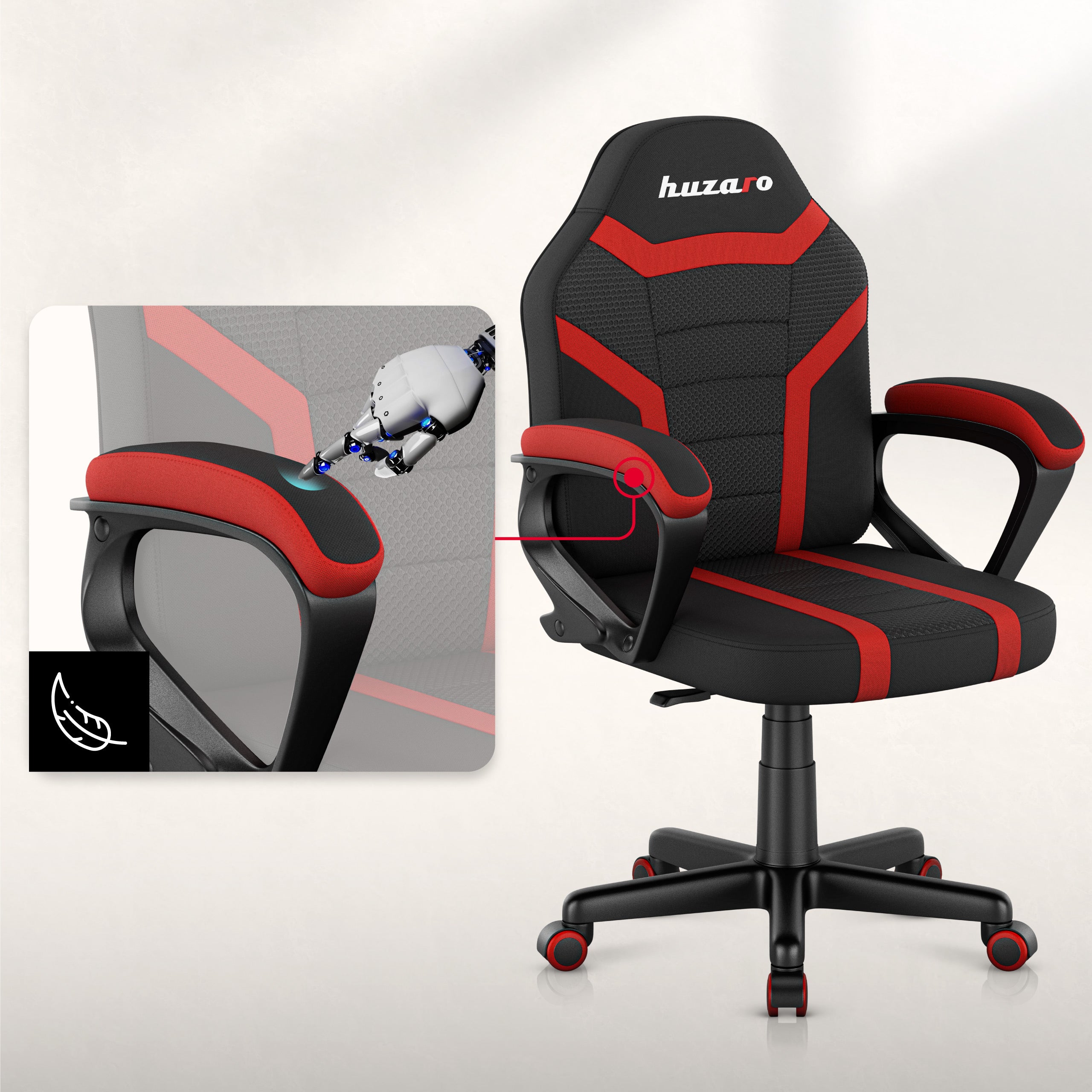 Scaun de gaming pentru copii HUZARO RANGER 1.0 Red Mesh