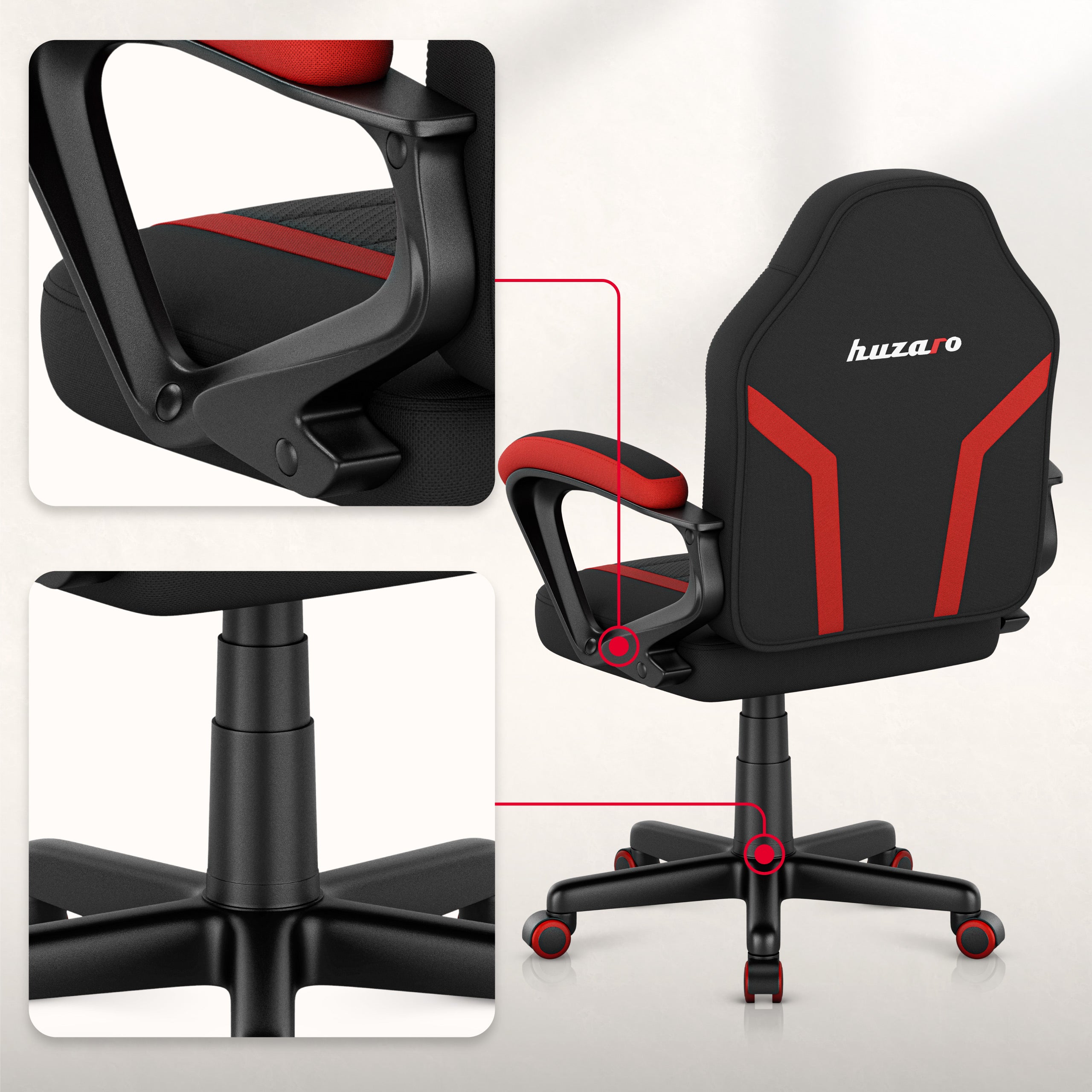 Scaun de gaming pentru copii HUZARO RANGER 1.0 Red Mesh