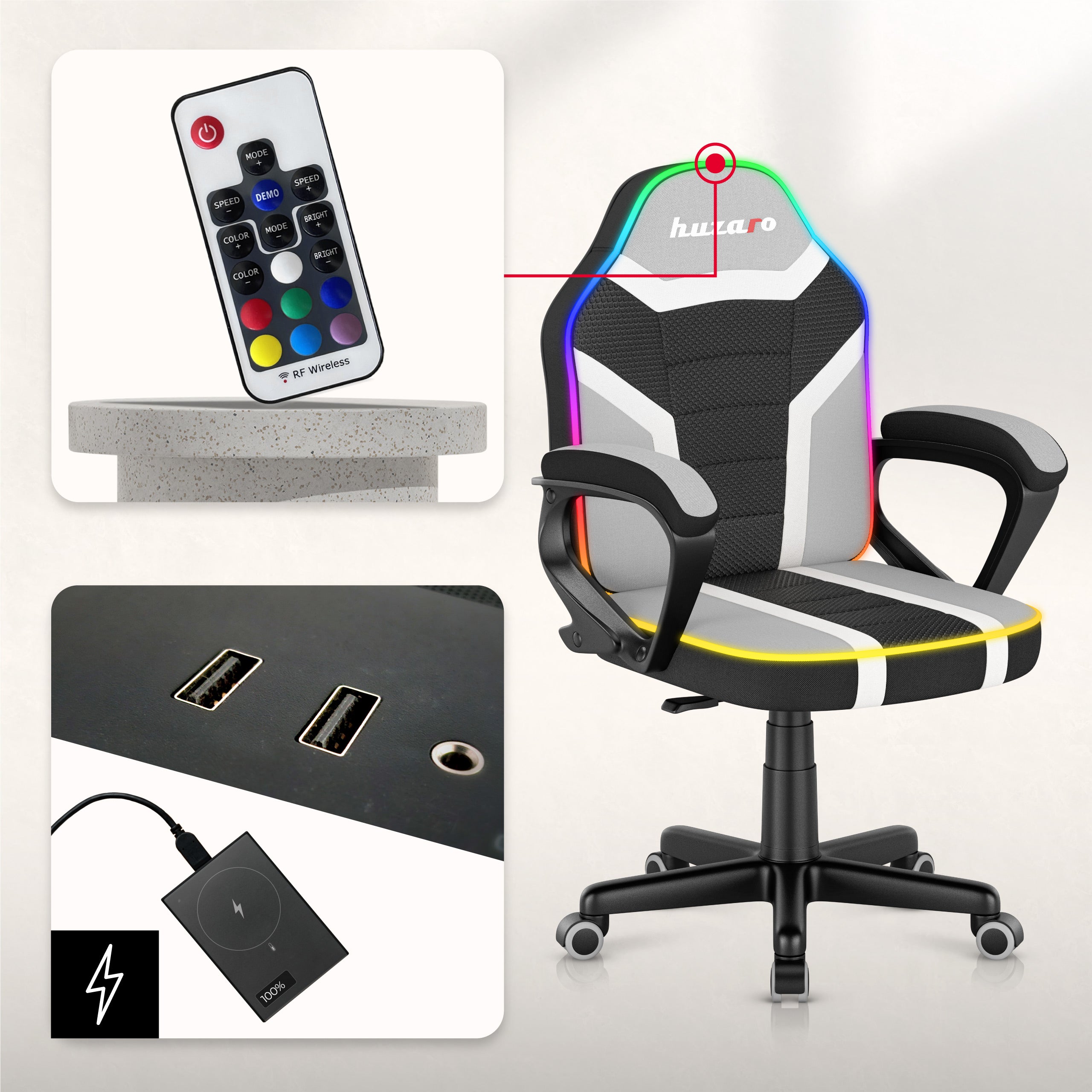 Scaun de gaming pentru copii Huzaro Ranger 1.0 RGB