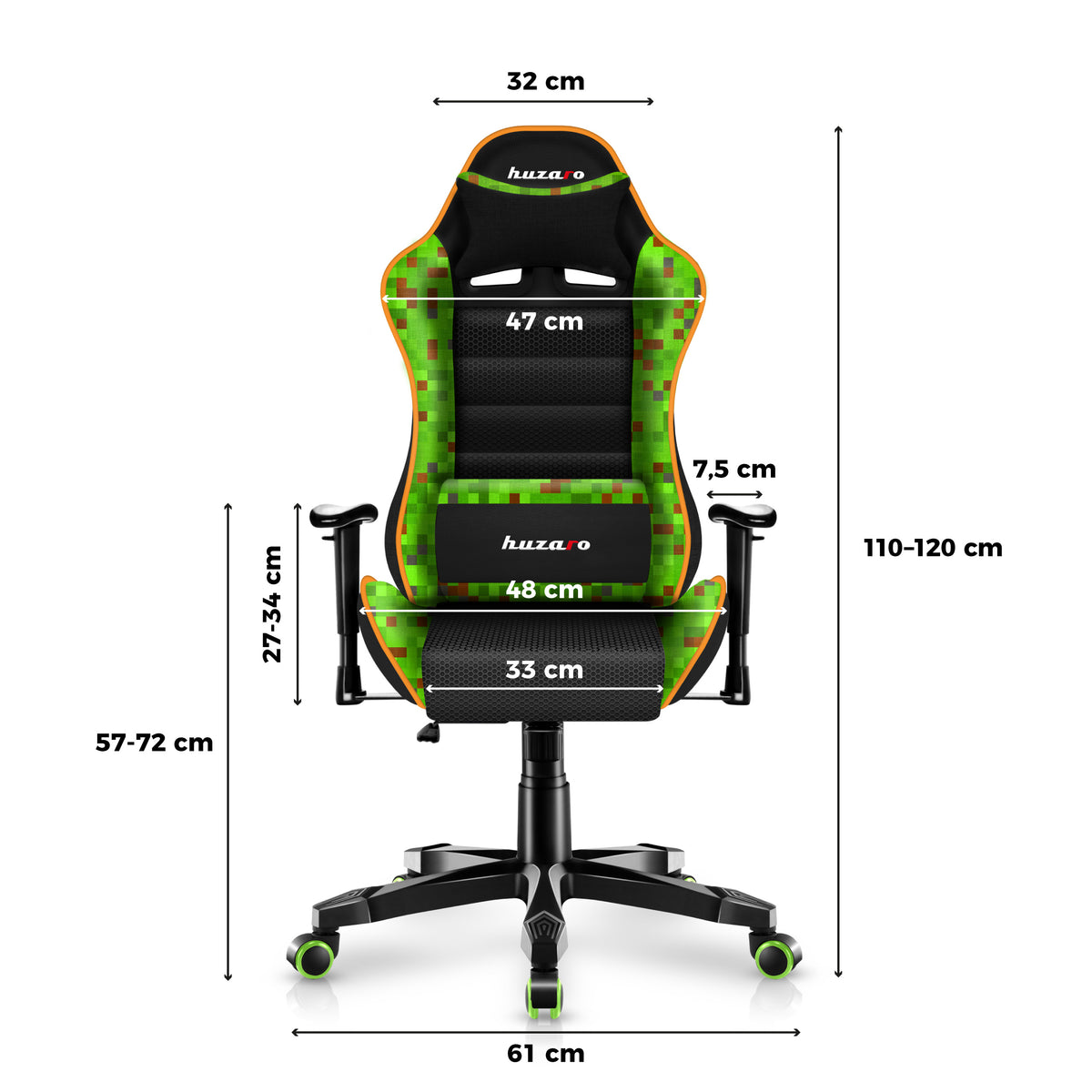 Scaun de gaming pentru copii HUZARO RANGER 6.0 Pixel Mesh