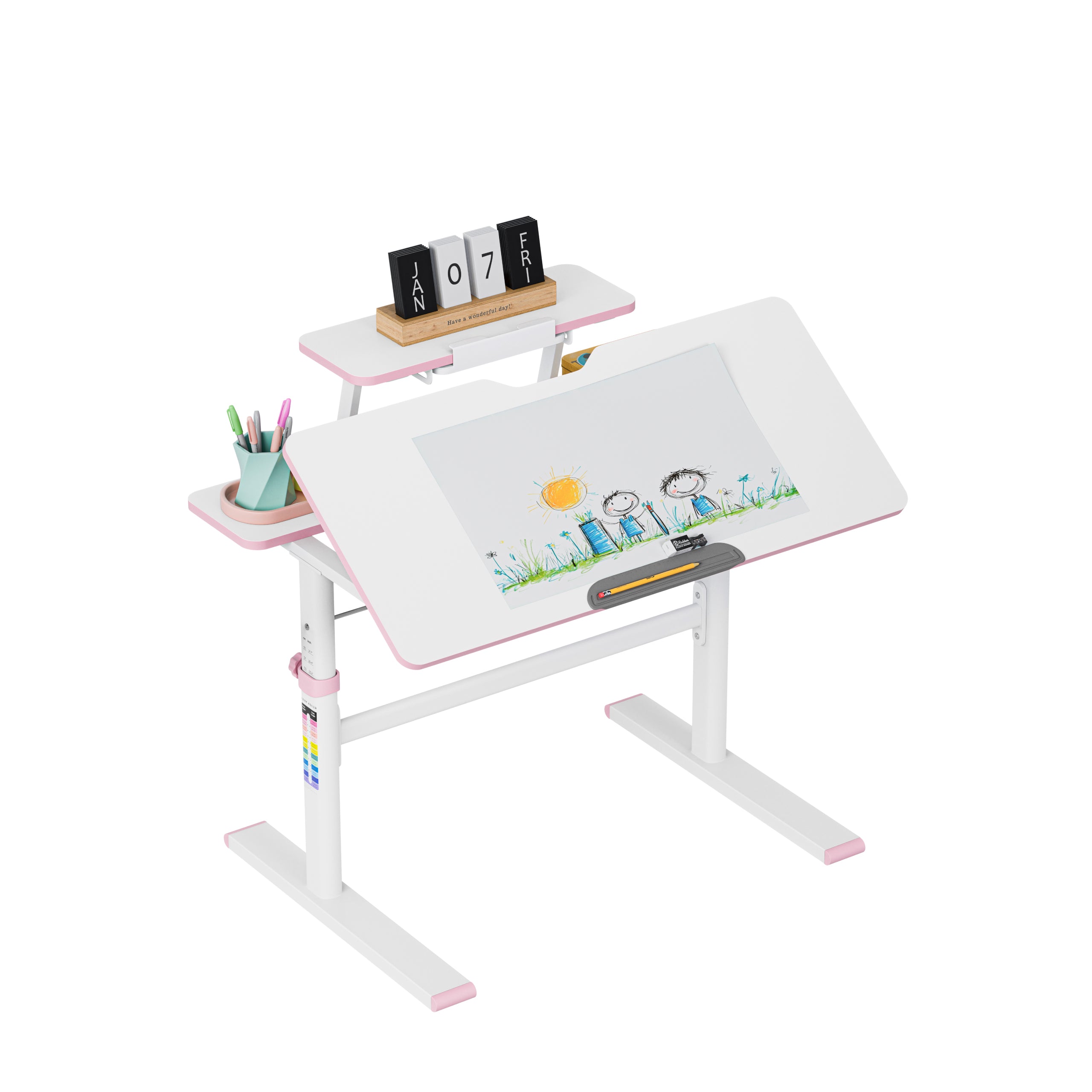 Birou reglabil pentru copii Mark Adler Study 3.7 Pink 90 cm